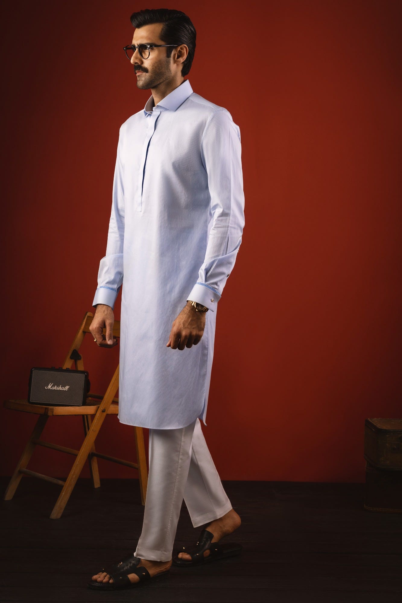 BARCELONA - SKY BLUE COTTON KURTA TROUSER