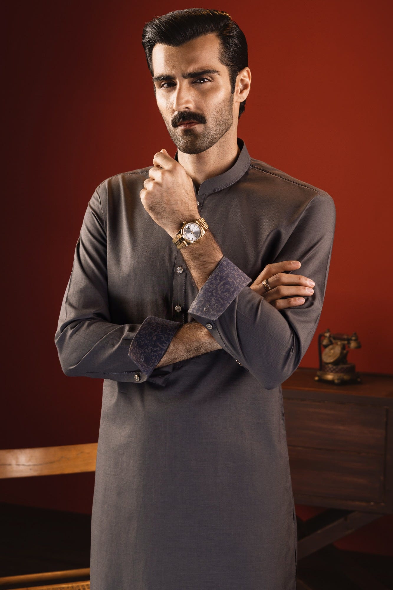 BELGIUM - BROWN COTTON KURTA TROUSER