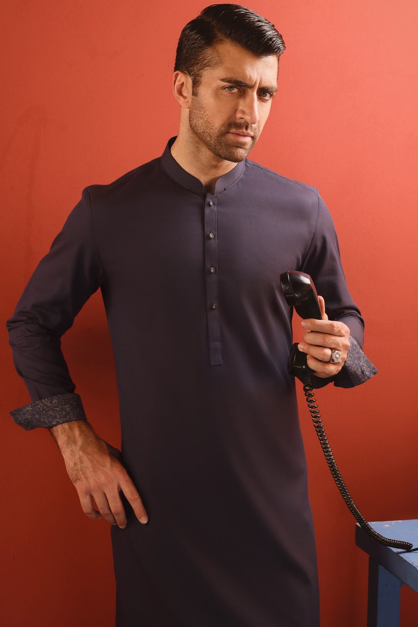 BELGIUM - DEEP NAVY COTTON KURTA TROUSER