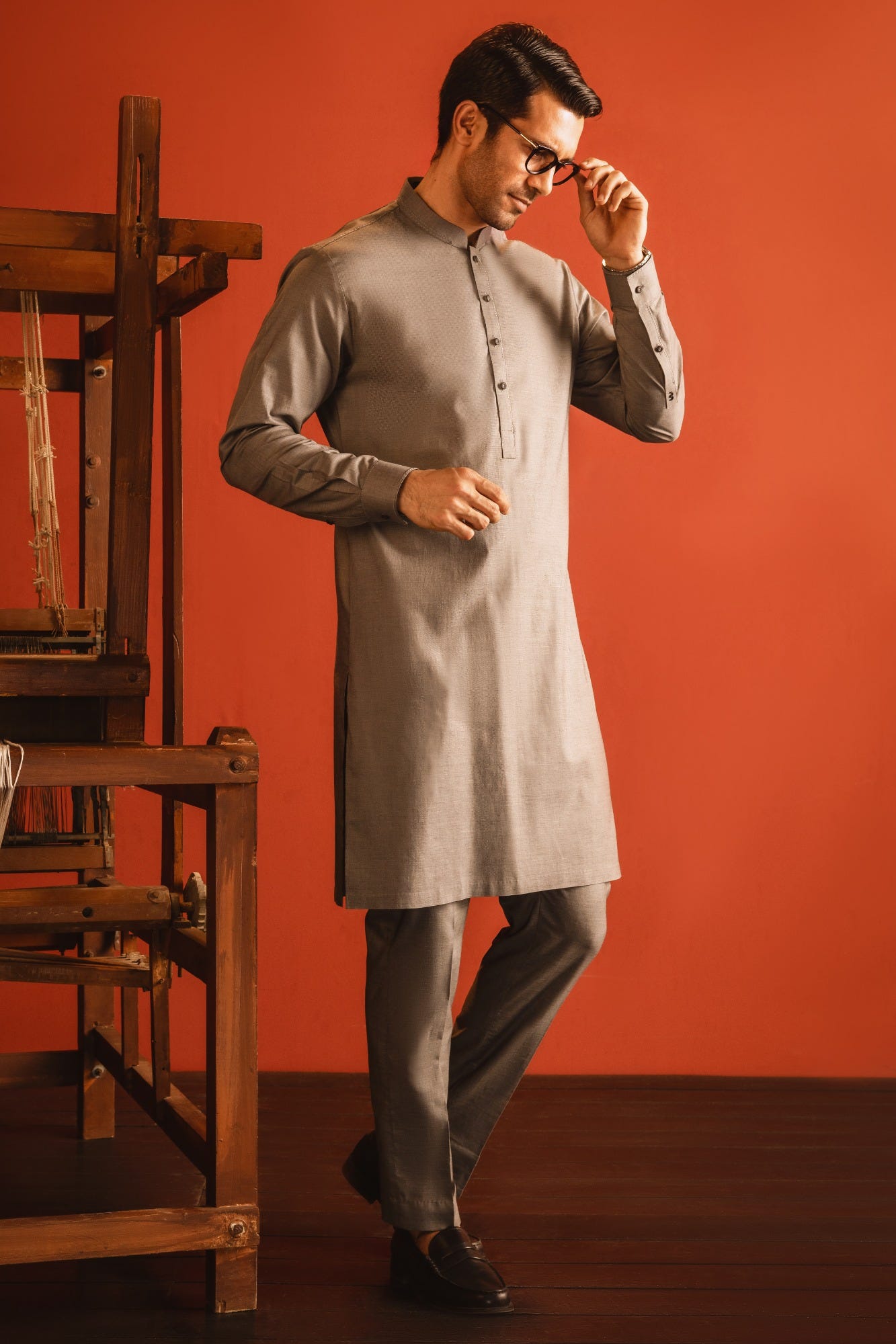 BELGIUM - GREY COTTON KURTA TROUSER