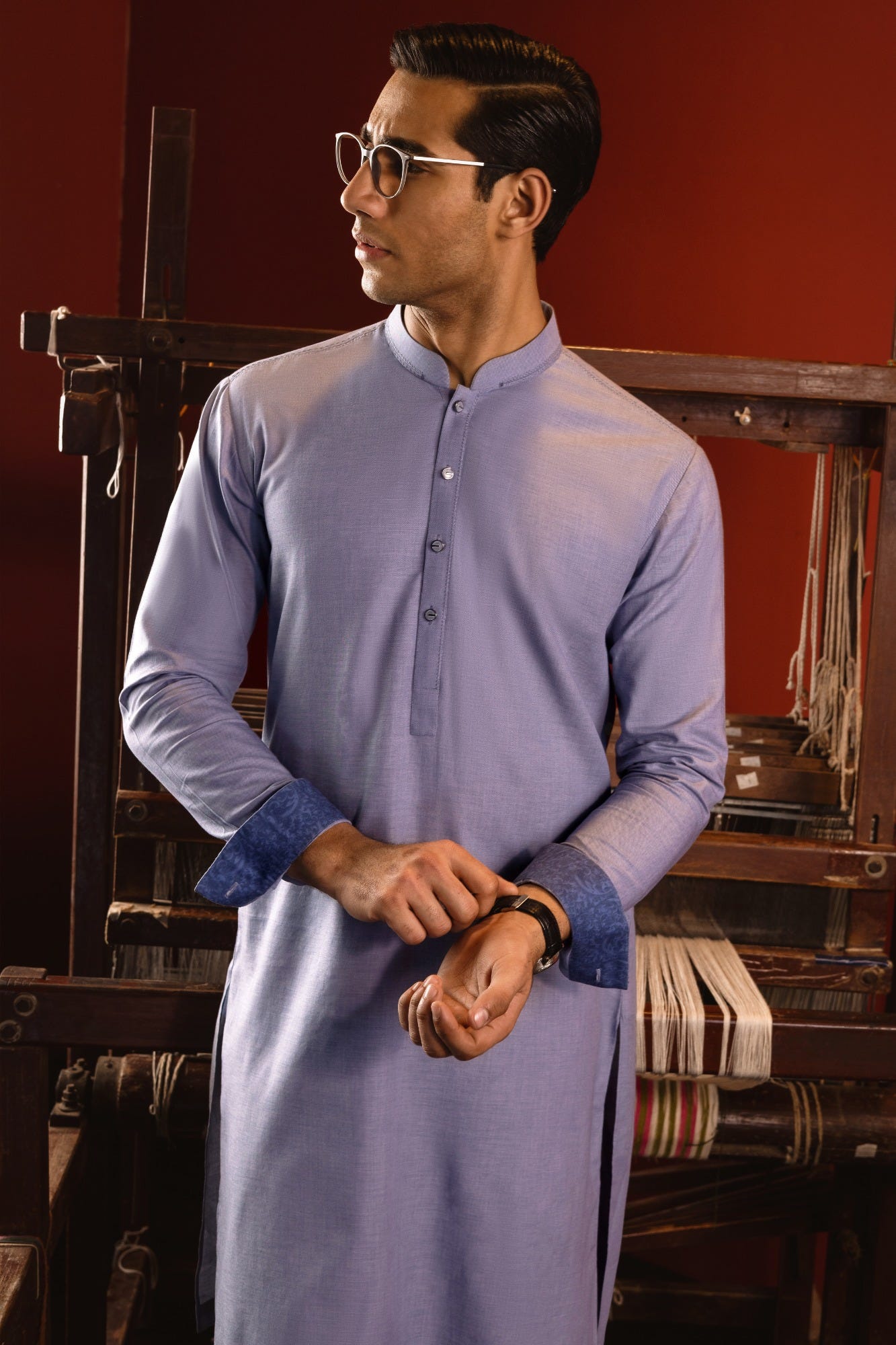 BELGIUM - STONE BLUE COTTON KURTA TROUSER
