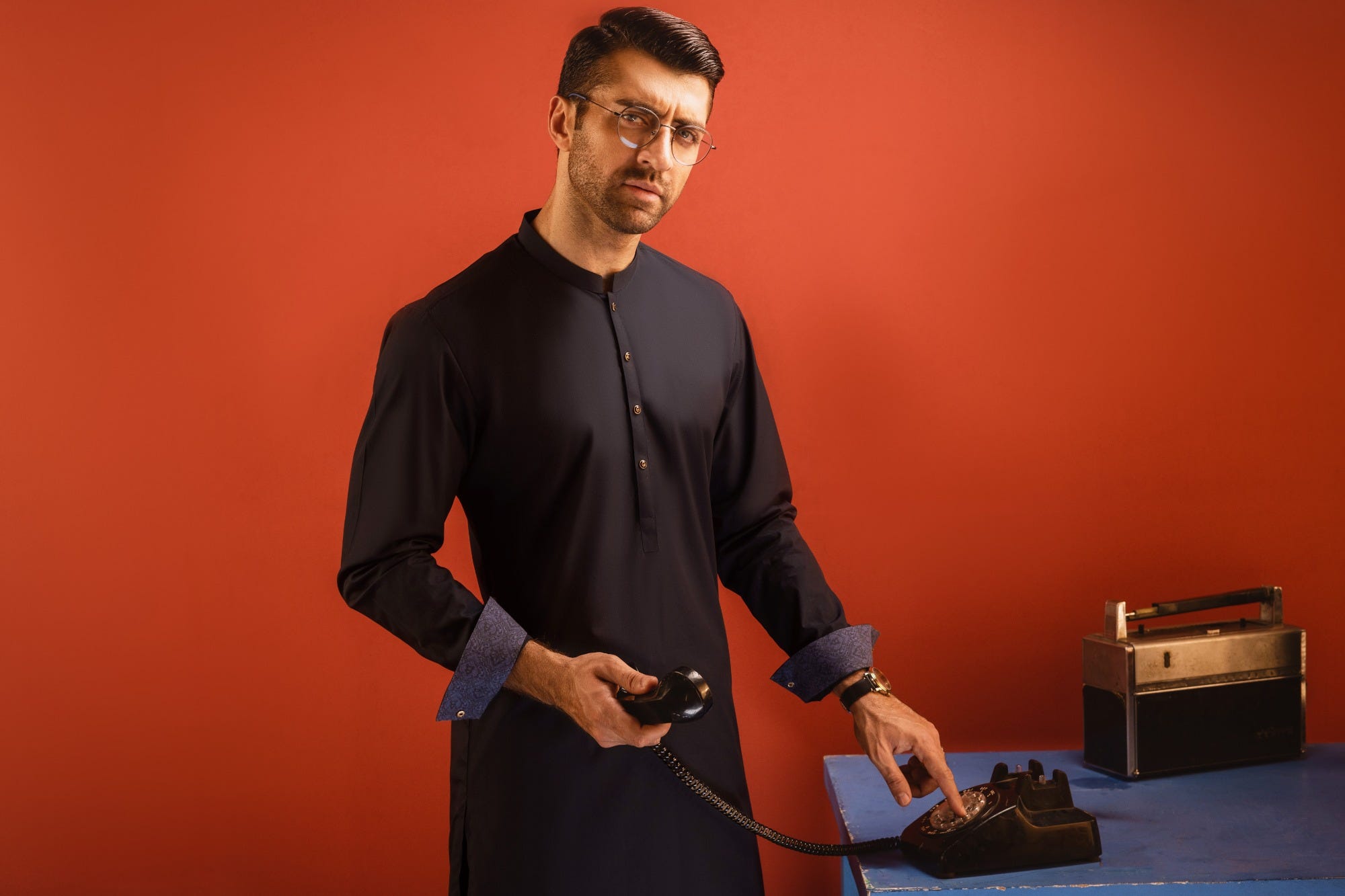 MEXICO - DEEP NAVY COTTON KAMEEZ SHALWAR