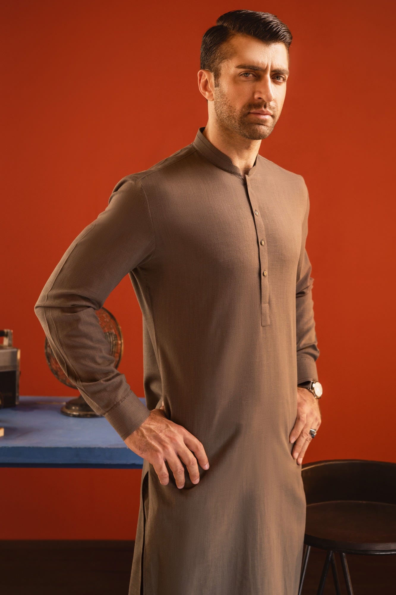 BERLIN - OLIVE GREEN COTTON KURTA TROUSER