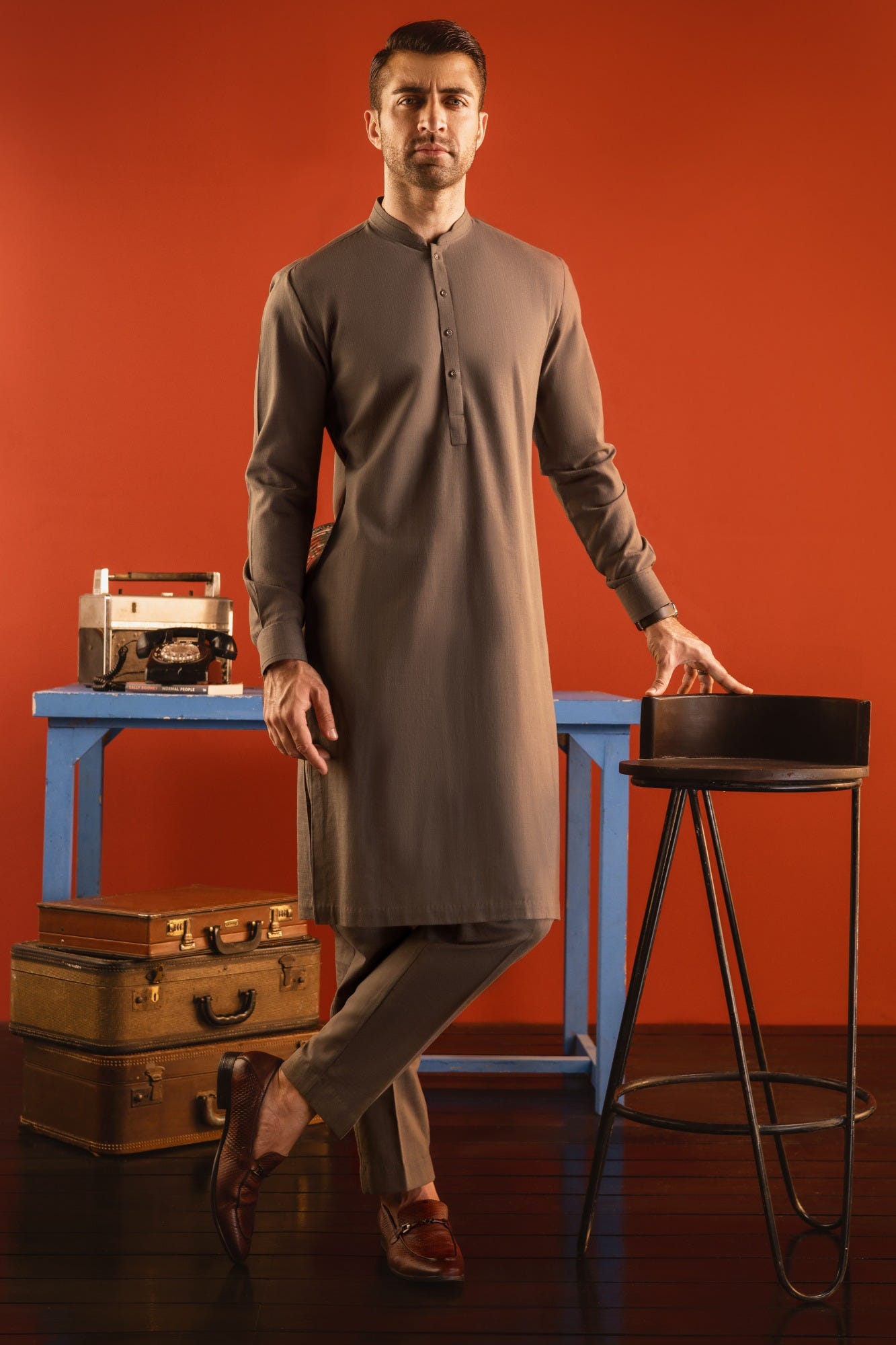 BERLIN - OLIVE GREEN COTTON KURTA TROUSER