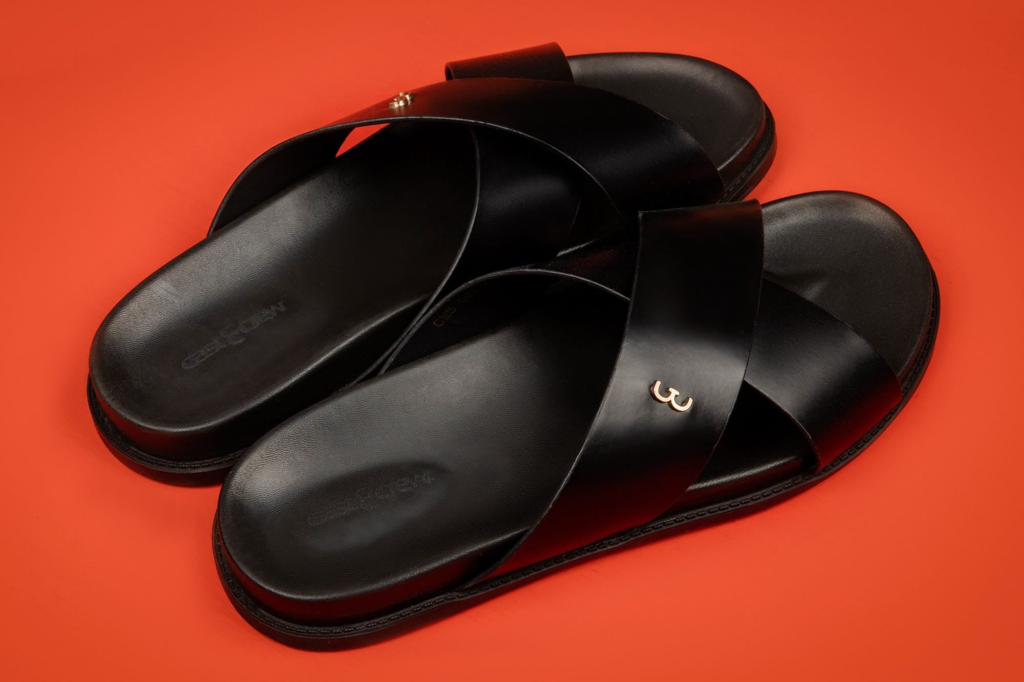 BLACK CROSSOVER LEATHER SANDALS | CCFW-MS-001