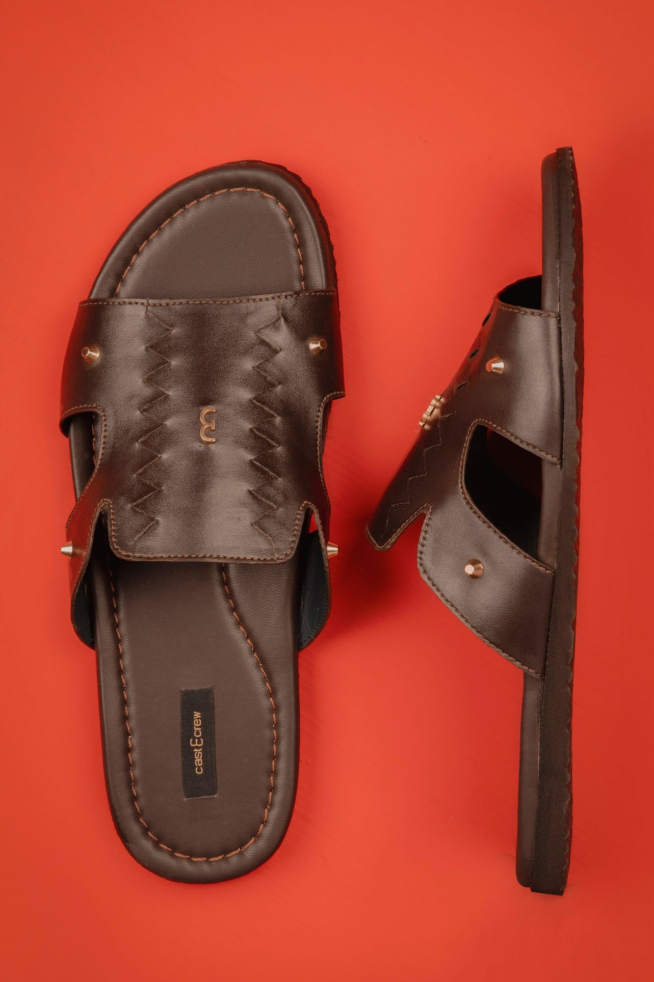 COFFEE BROWN BRAIDED LEATHER SANDALS | CCFW-MS-004