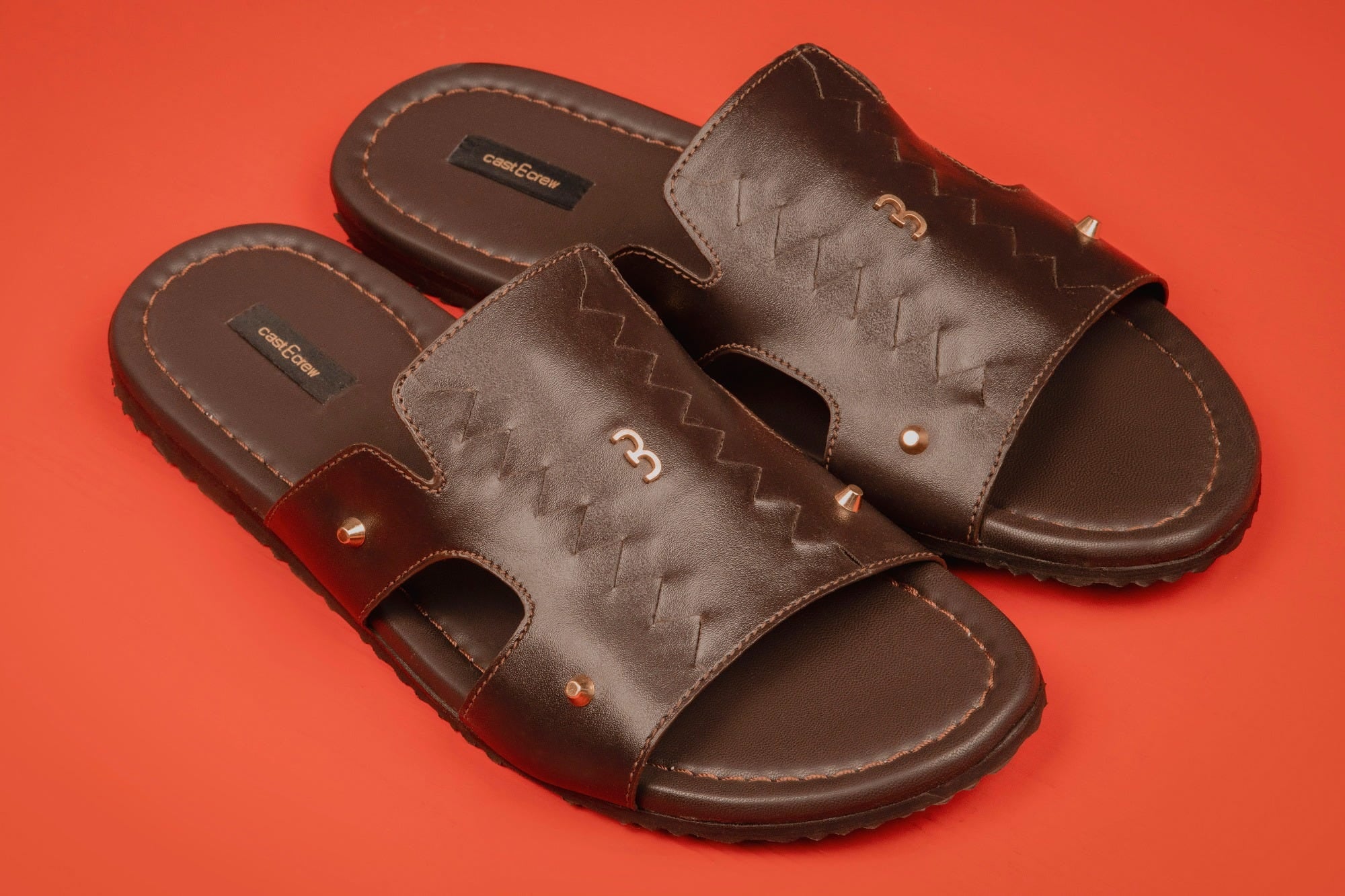 COFFEE BROWN BRAIDED LEATHER SANDALS | CCFW-MS-004