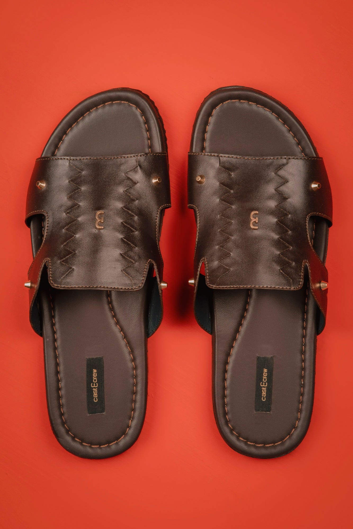 COFFEE BROWN BRAIDED LEATHER SANDALS | CCFW-MS-004