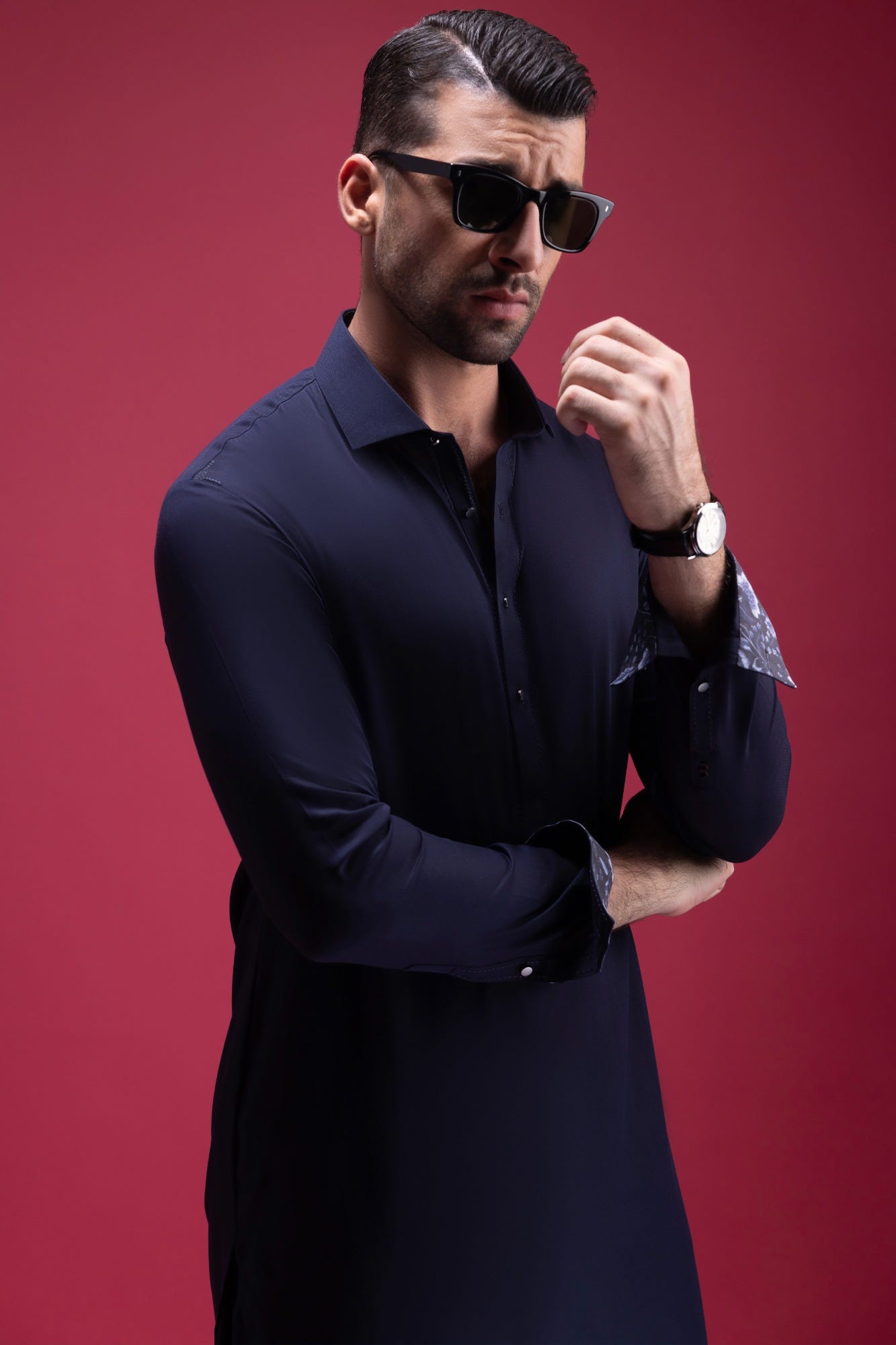 SWITZERLAND - NAVY BLENDED KAMEEZ SHALWAR