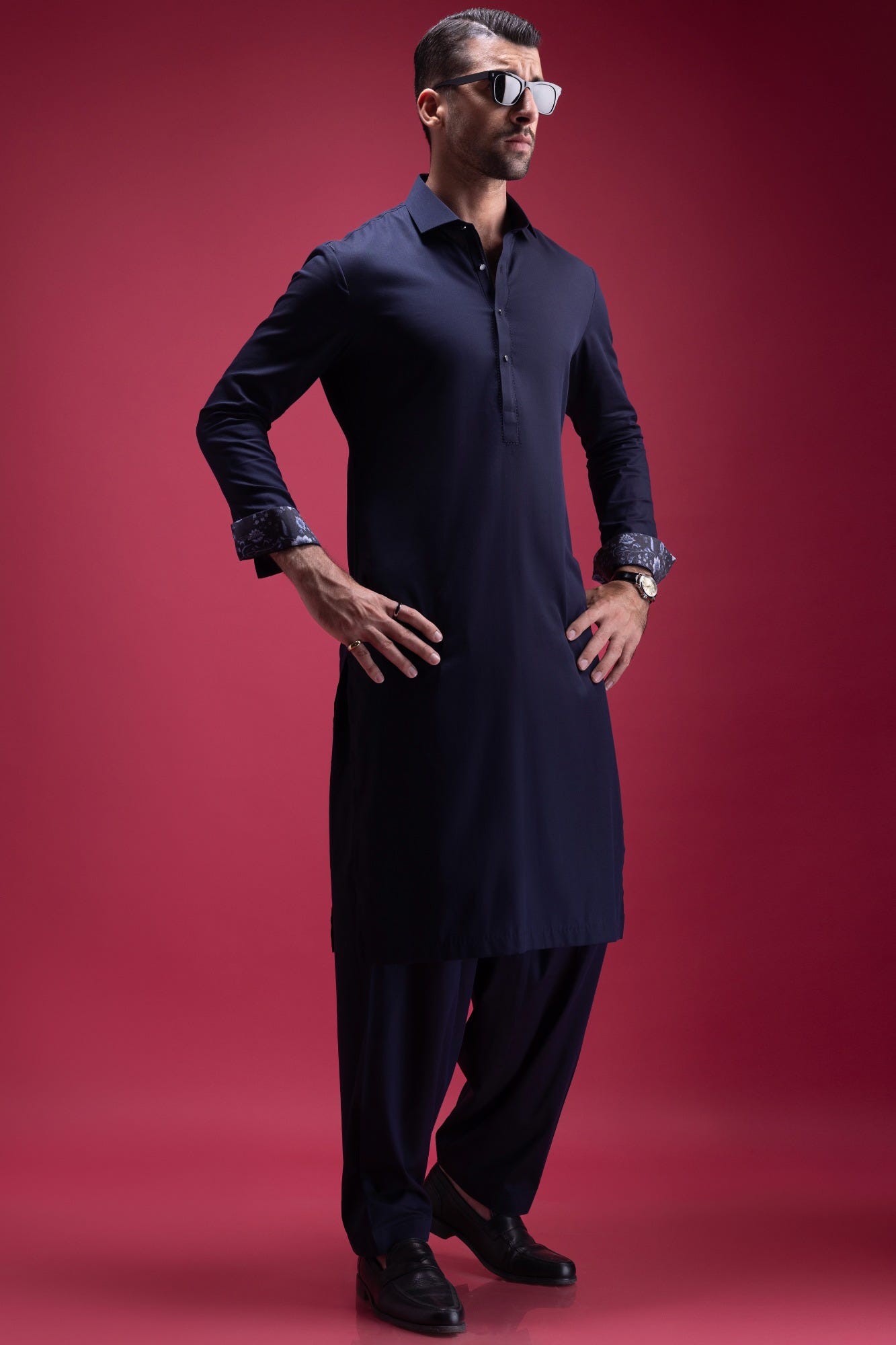 SWITZERLAND - NAVY BLENDED KAMEEZ SHALWAR