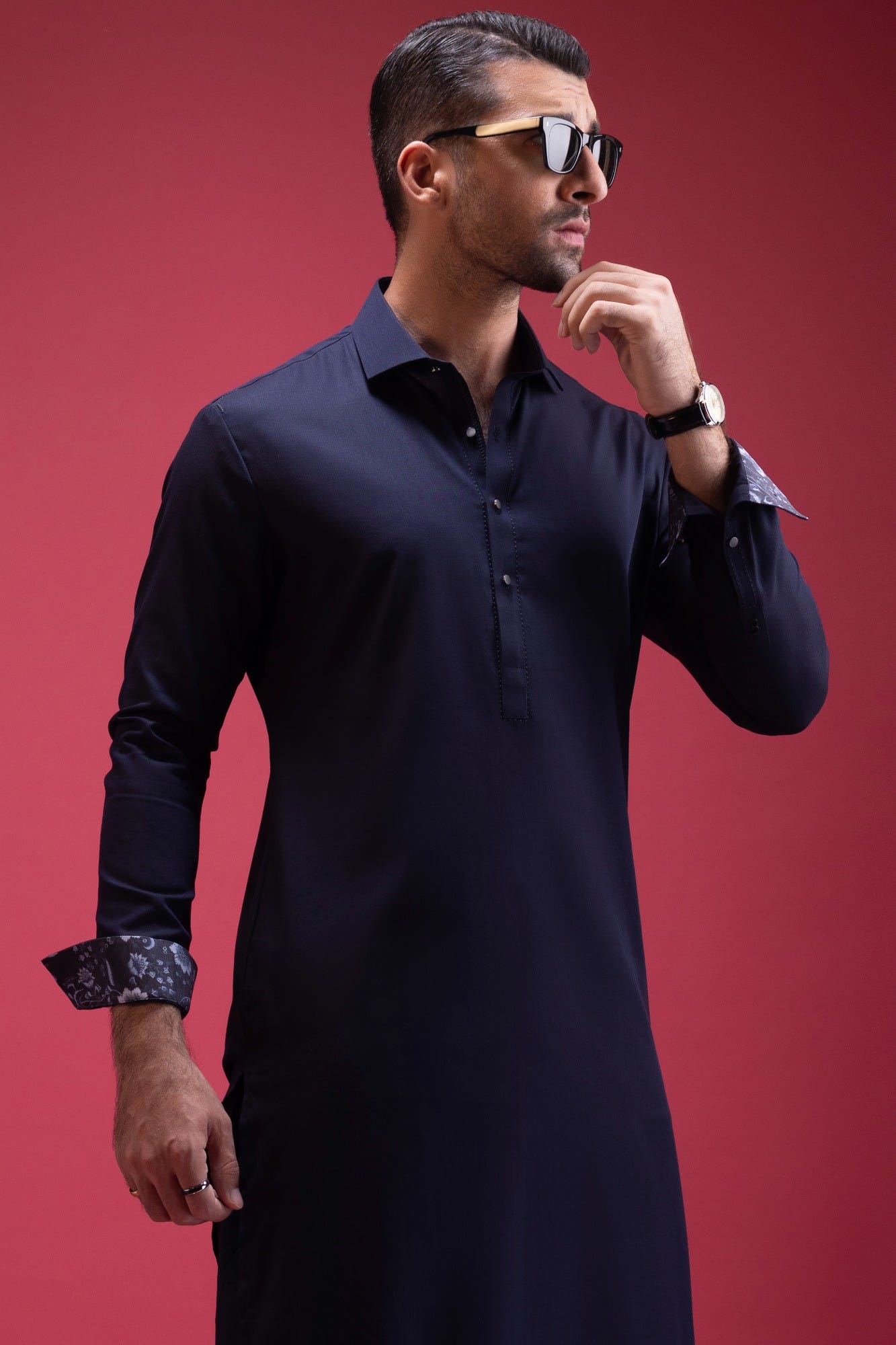 SWITZERLAND - NAVY BLENDED KAMEEZ SHALWAR
