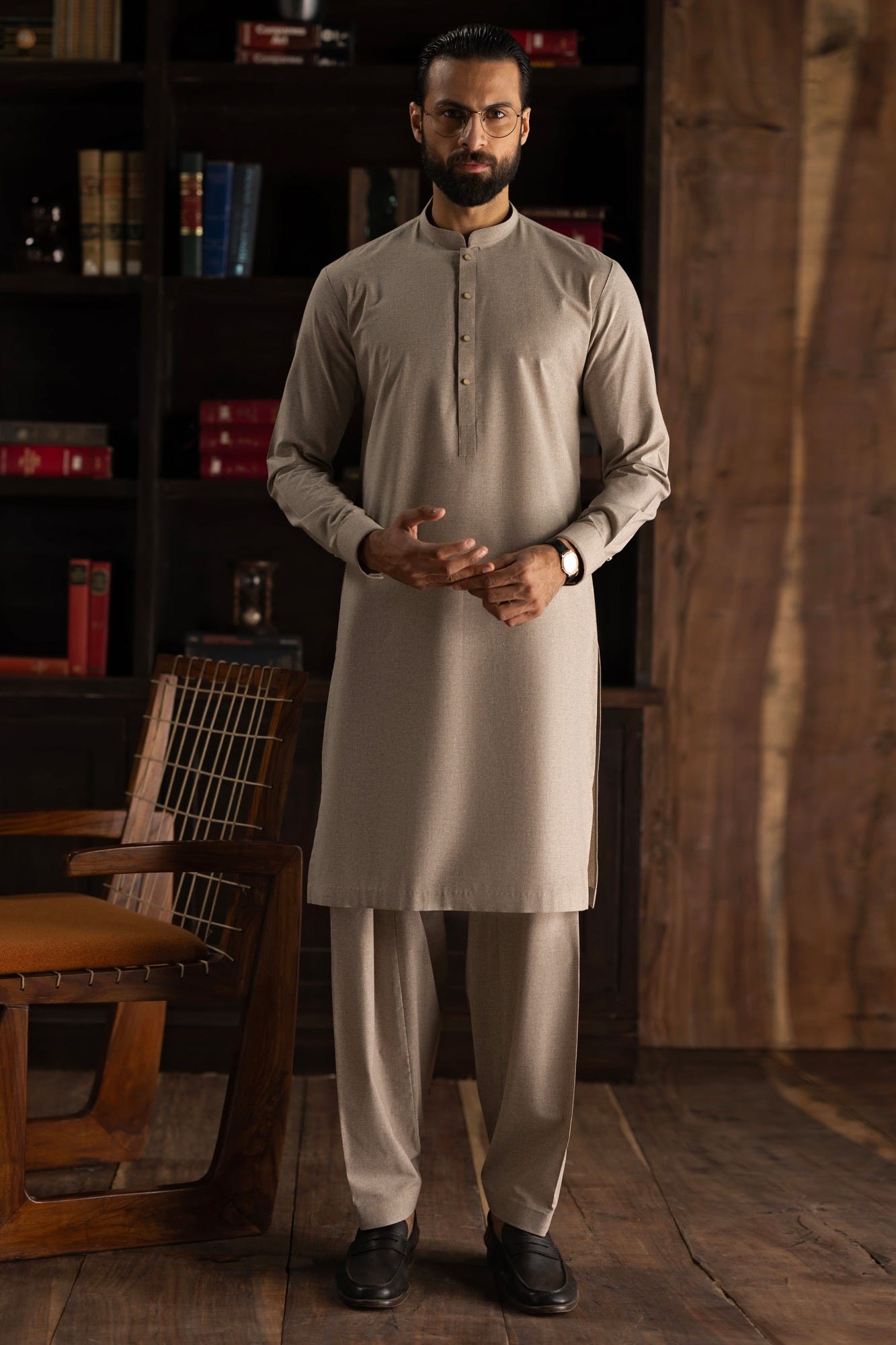 MARKEN - KHAKI EXCLUSIVE KAMEEZ SHALWAR
