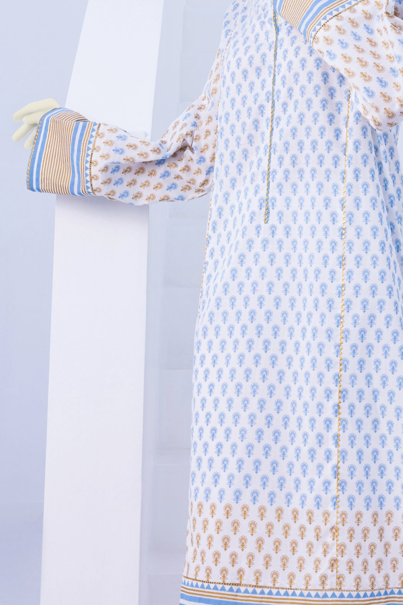 WHITE-BLUE LAWN UNSTITCHED 2PC | CCW-2PSU-S-22-2065