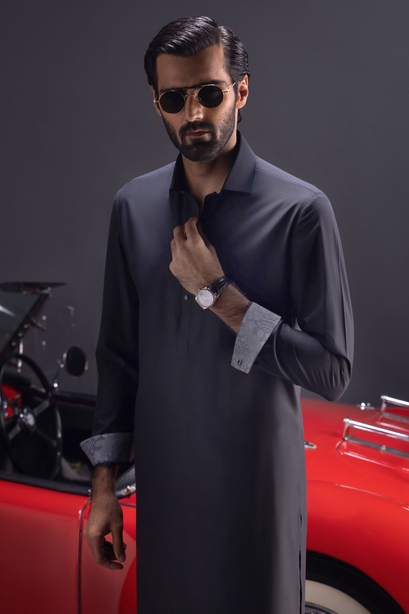 MALTA - CHARCOAL BLENDED KAMEEZ SHALWAR