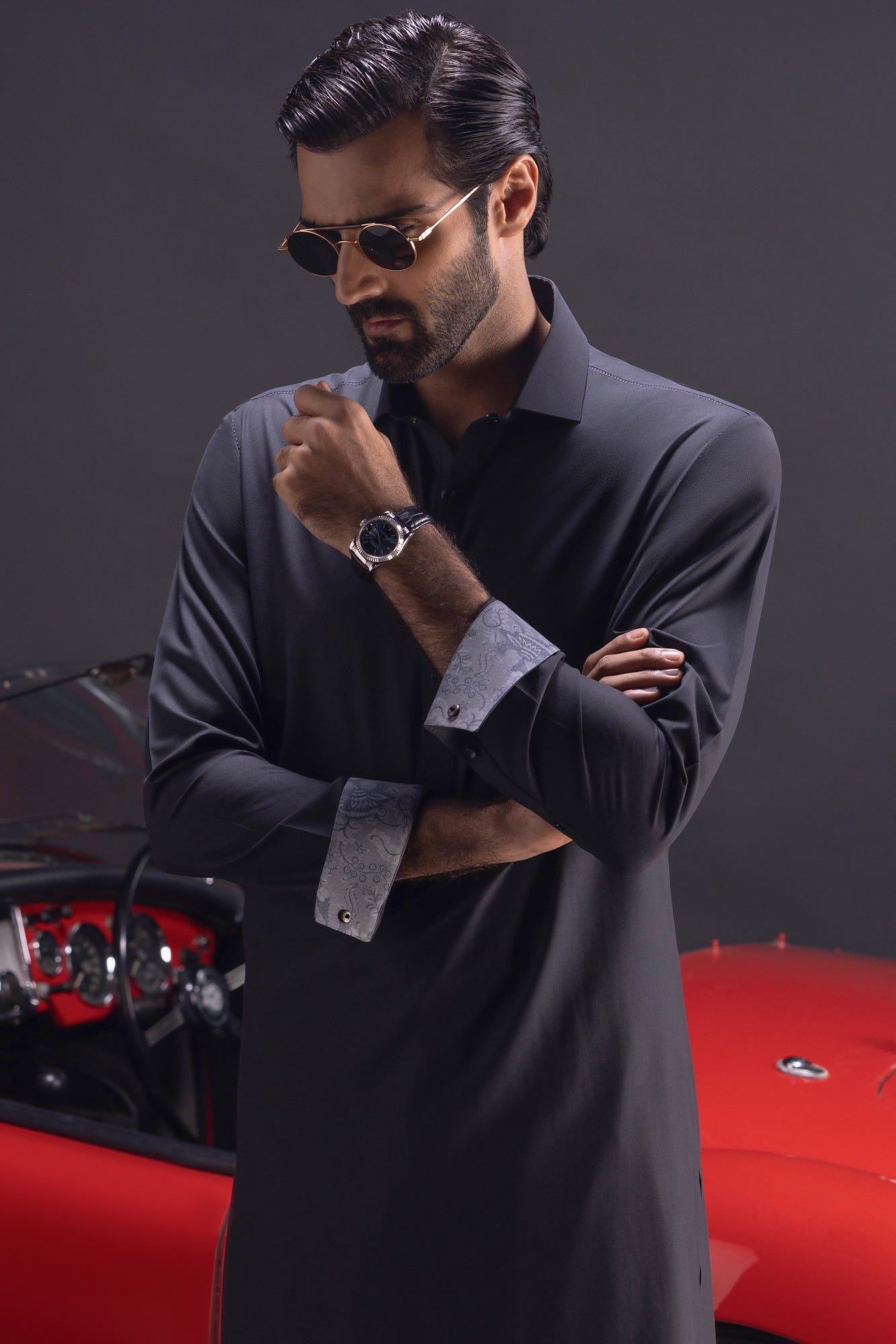 MALTA - CHARCOAL BLENDED KAMEEZ SHALWAR