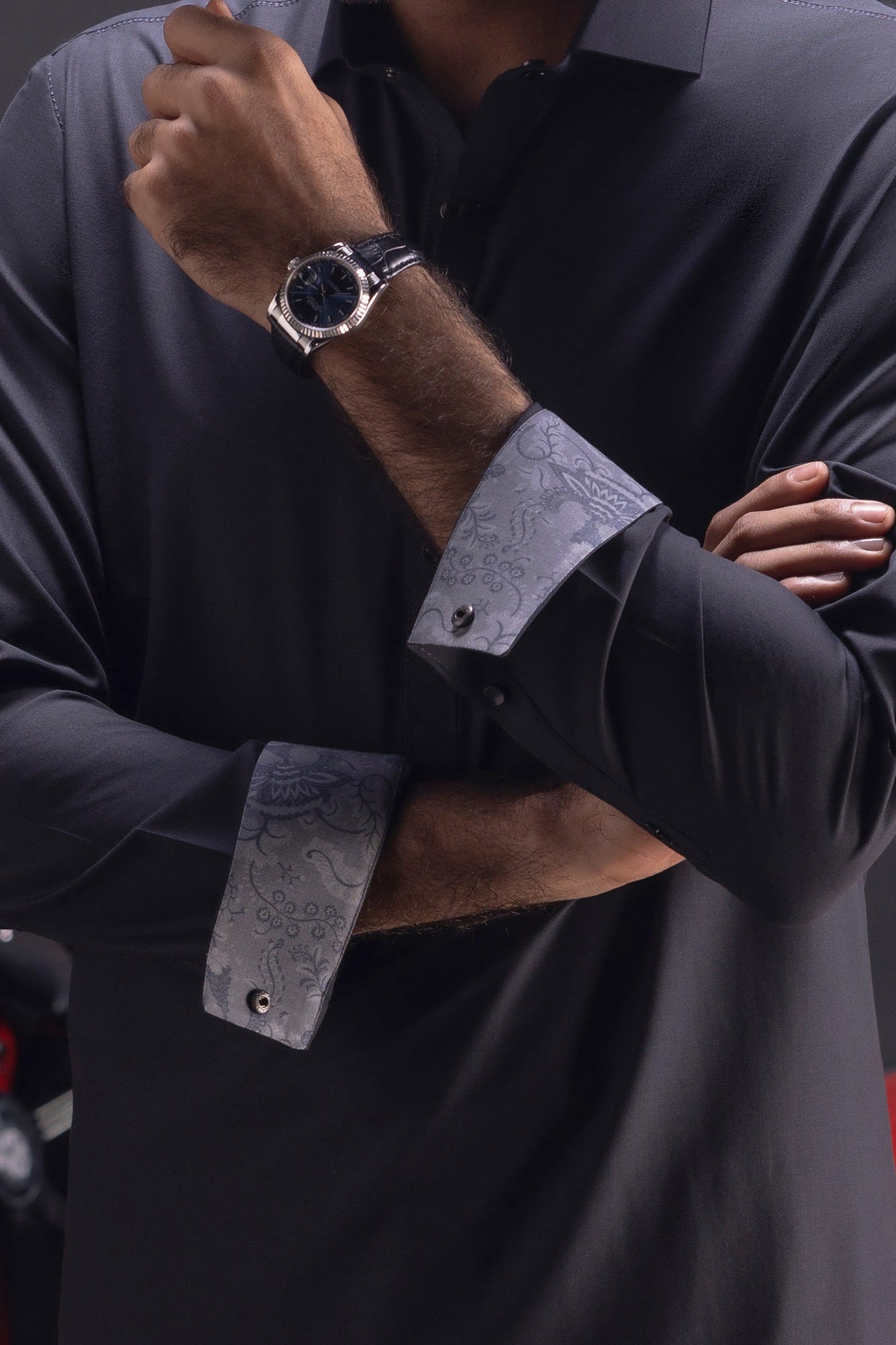 MALTA - CHARCOAL BLENDED KAMEEZ SHALWAR