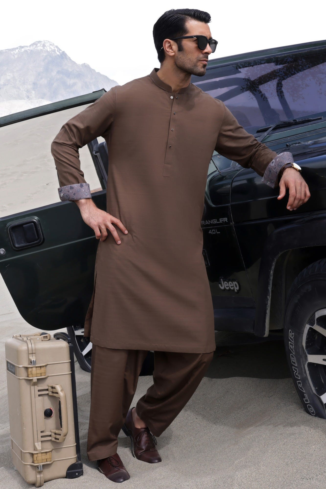 COLUMBIA - BROWN BLENDED KAMEEZ SHALWAR