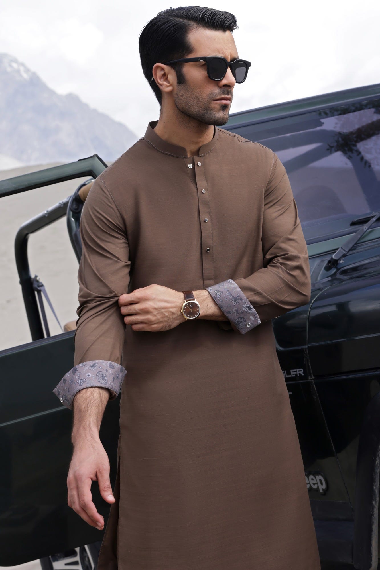 COLUMBIA - BROWN BLENDED KAMEEZ SHALWAR