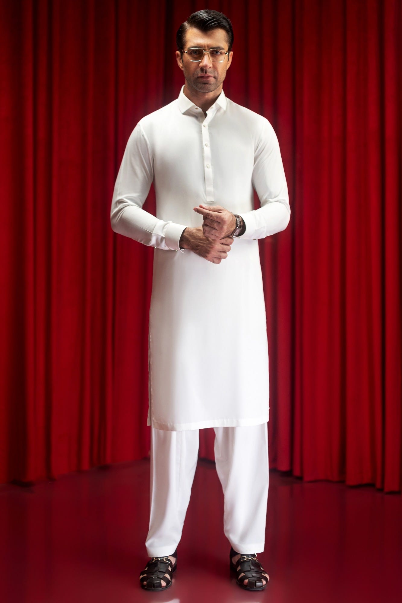 COLUMBUS - OFF WHITE BLENDED KAMEEZ SHALWAR