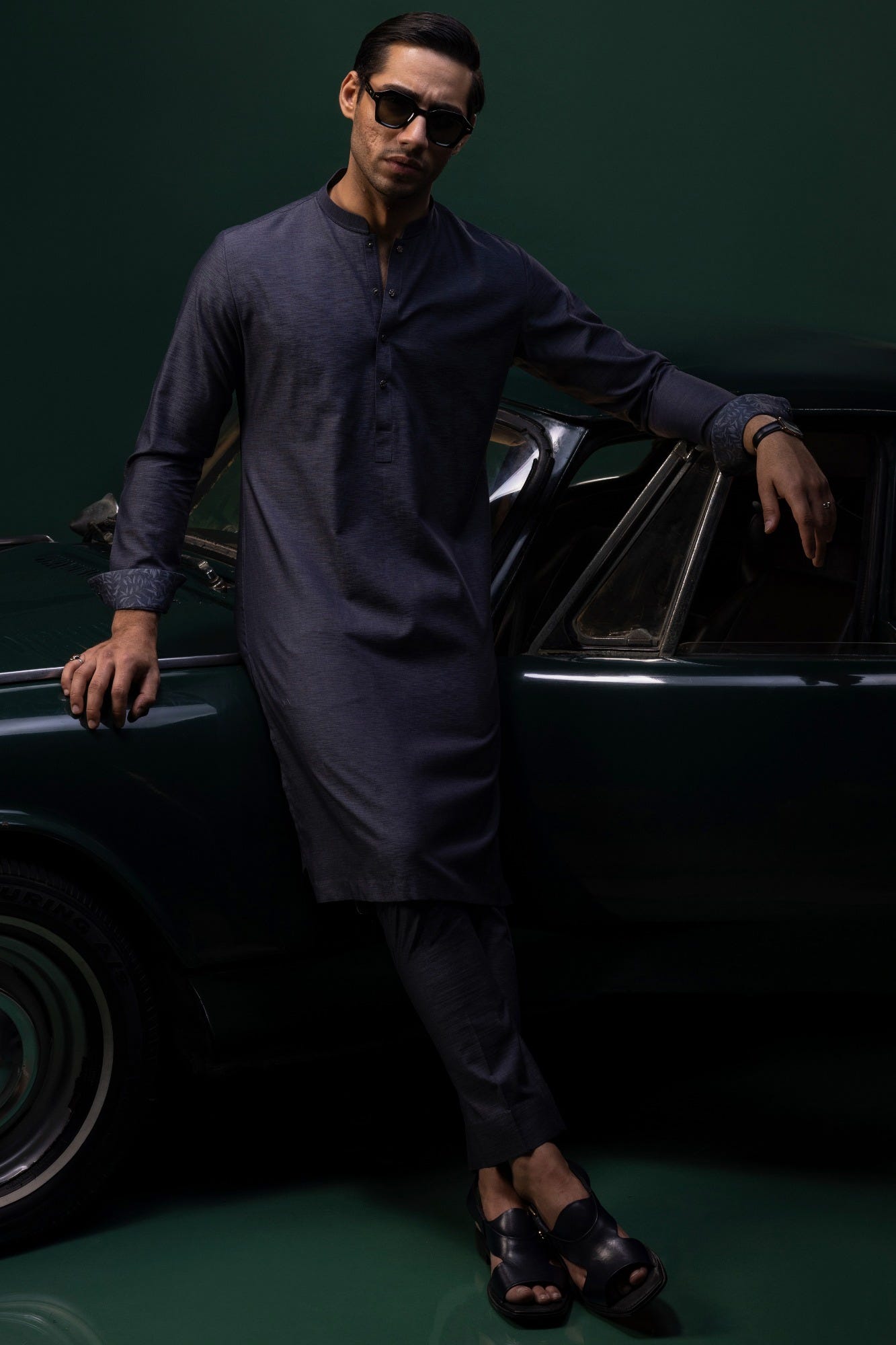 COSTA RICA - STONE BLUE COTTON KURTA TROUSER