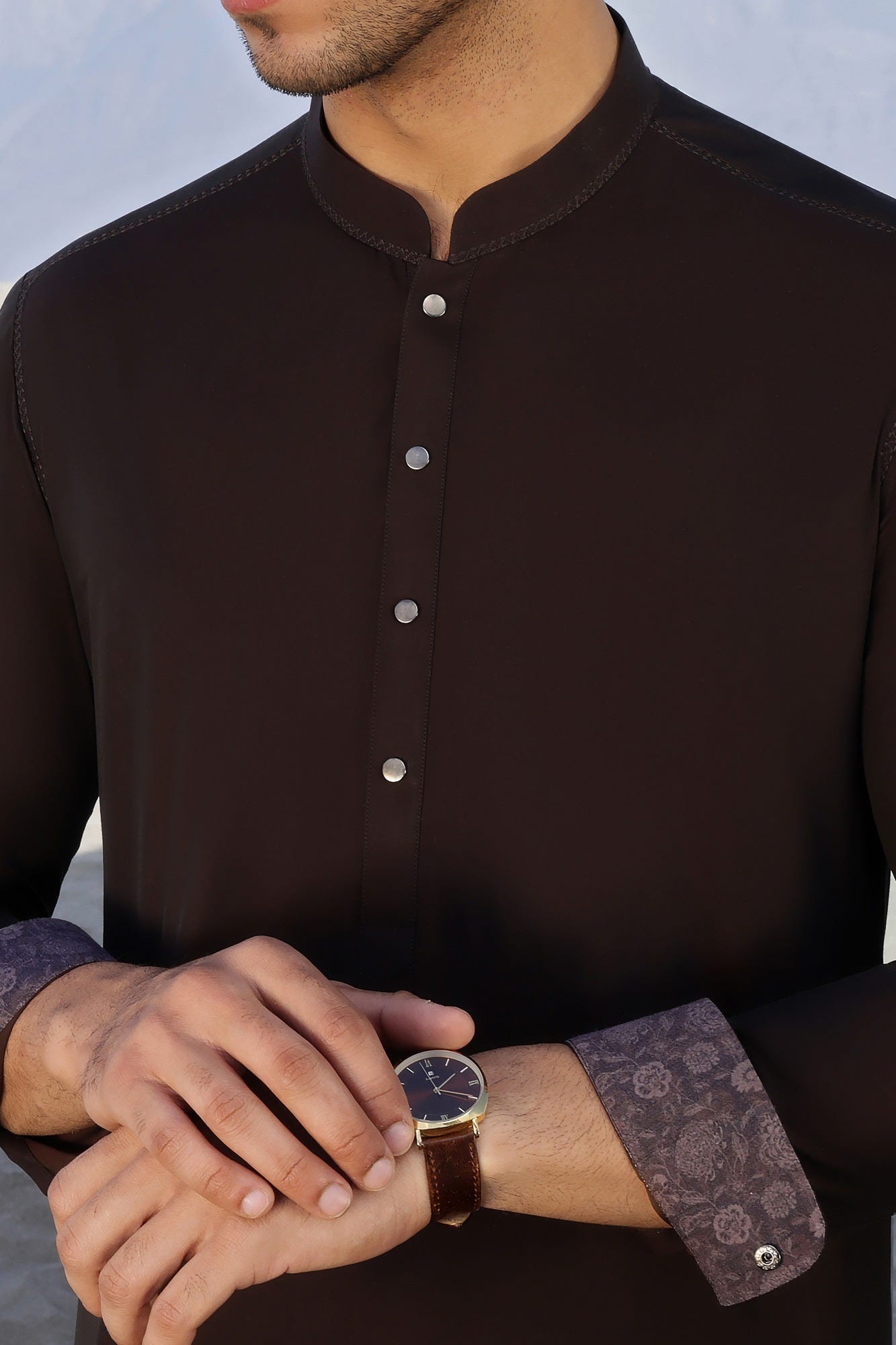 DUBLIN - BROWN COTTON KAMEEZ SHALWAR
