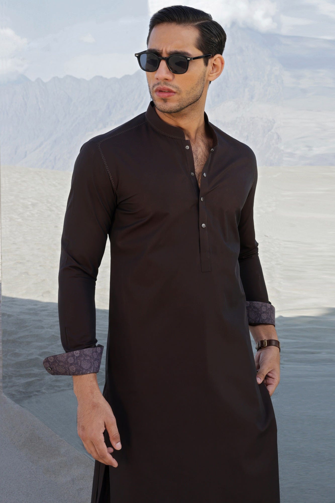 DUBLIN - BROWN COTTON KAMEEZ SHALWAR