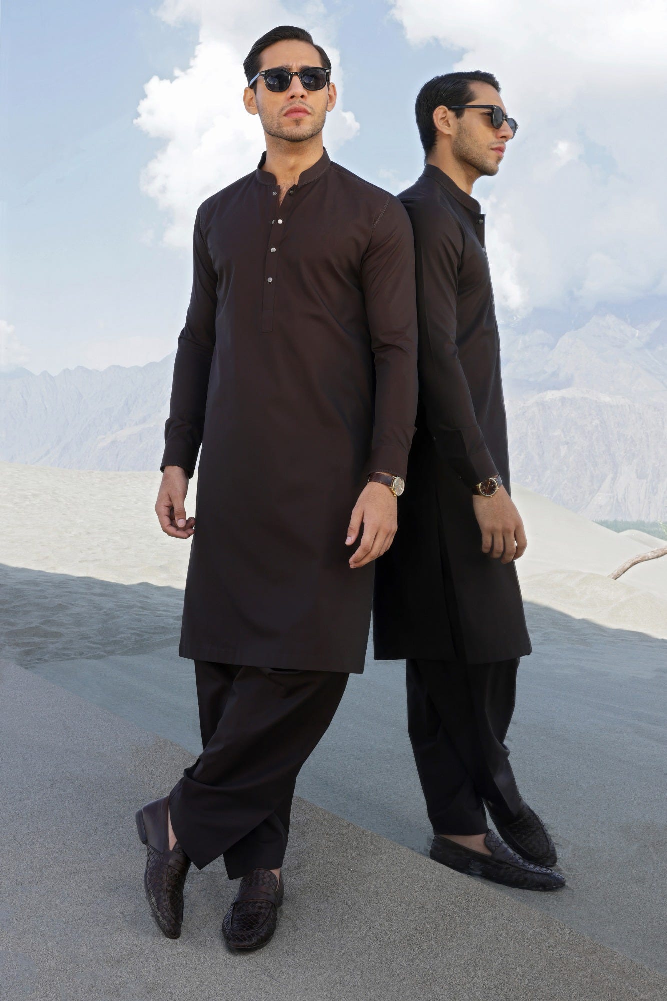 DUBLIN - BROWN COTTON KAMEEZ SHALWAR