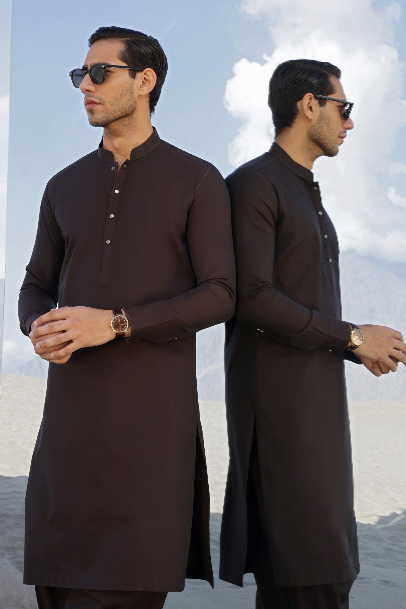 DUBLIN - BROWN COTTON KAMEEZ SHALWAR