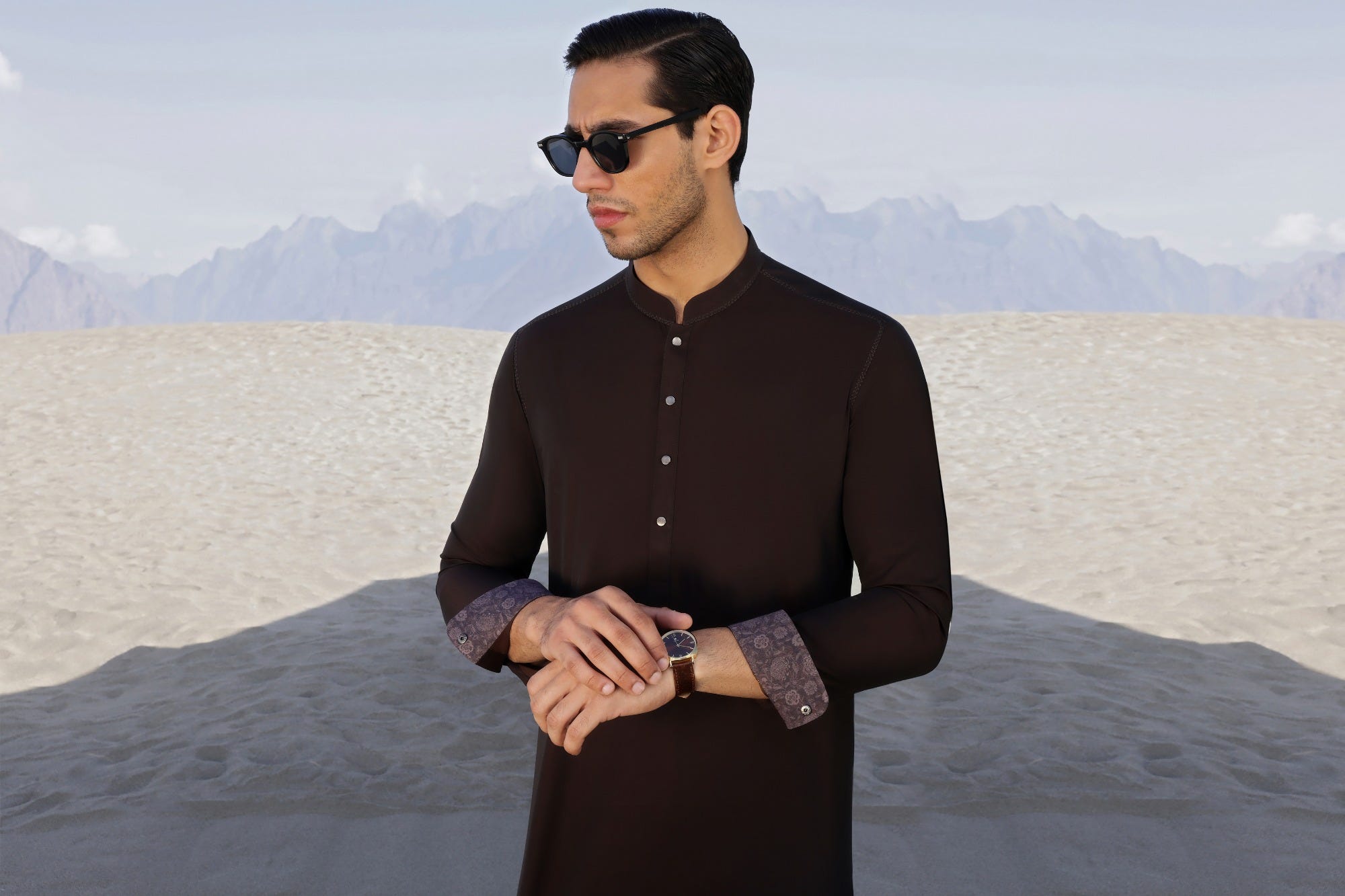 DUBLIN - BROWN COTTON KAMEEZ SHALWAR