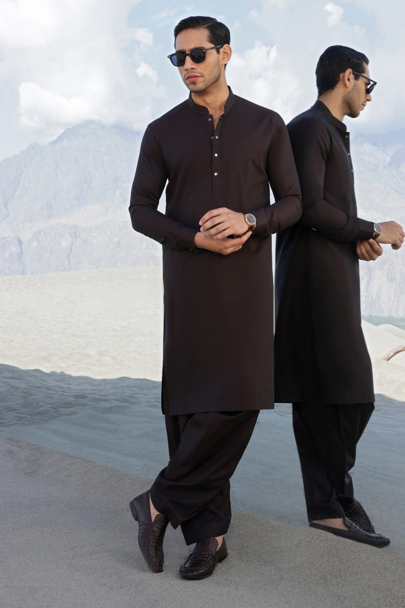 DUBLIN - BROWN COTTON KAMEEZ SHALWAR
