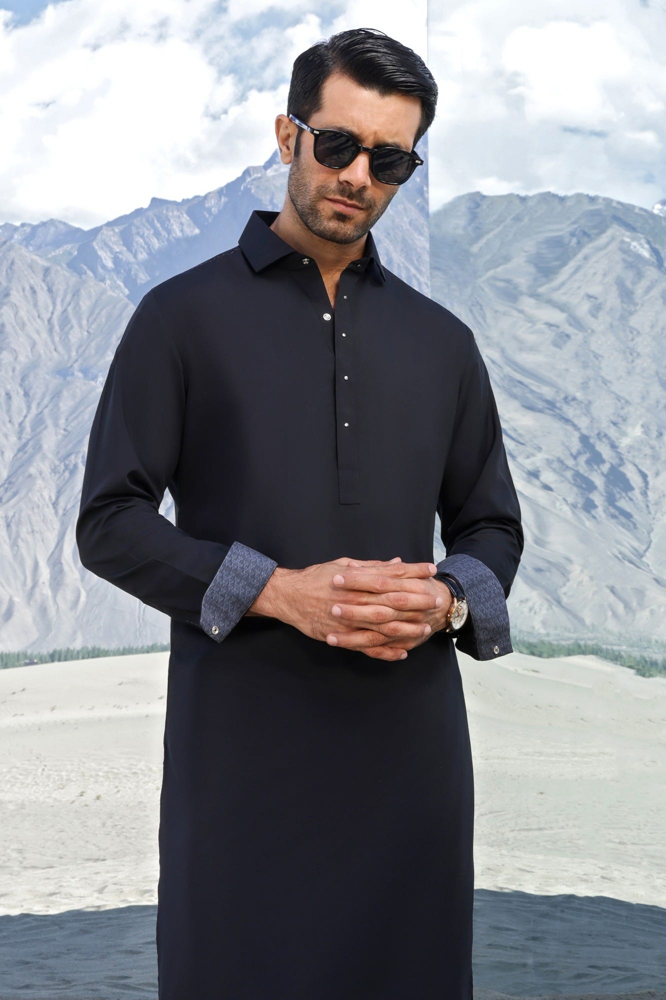 EGYPT - BLACK BLENDED KAMEEZ SHALWAR