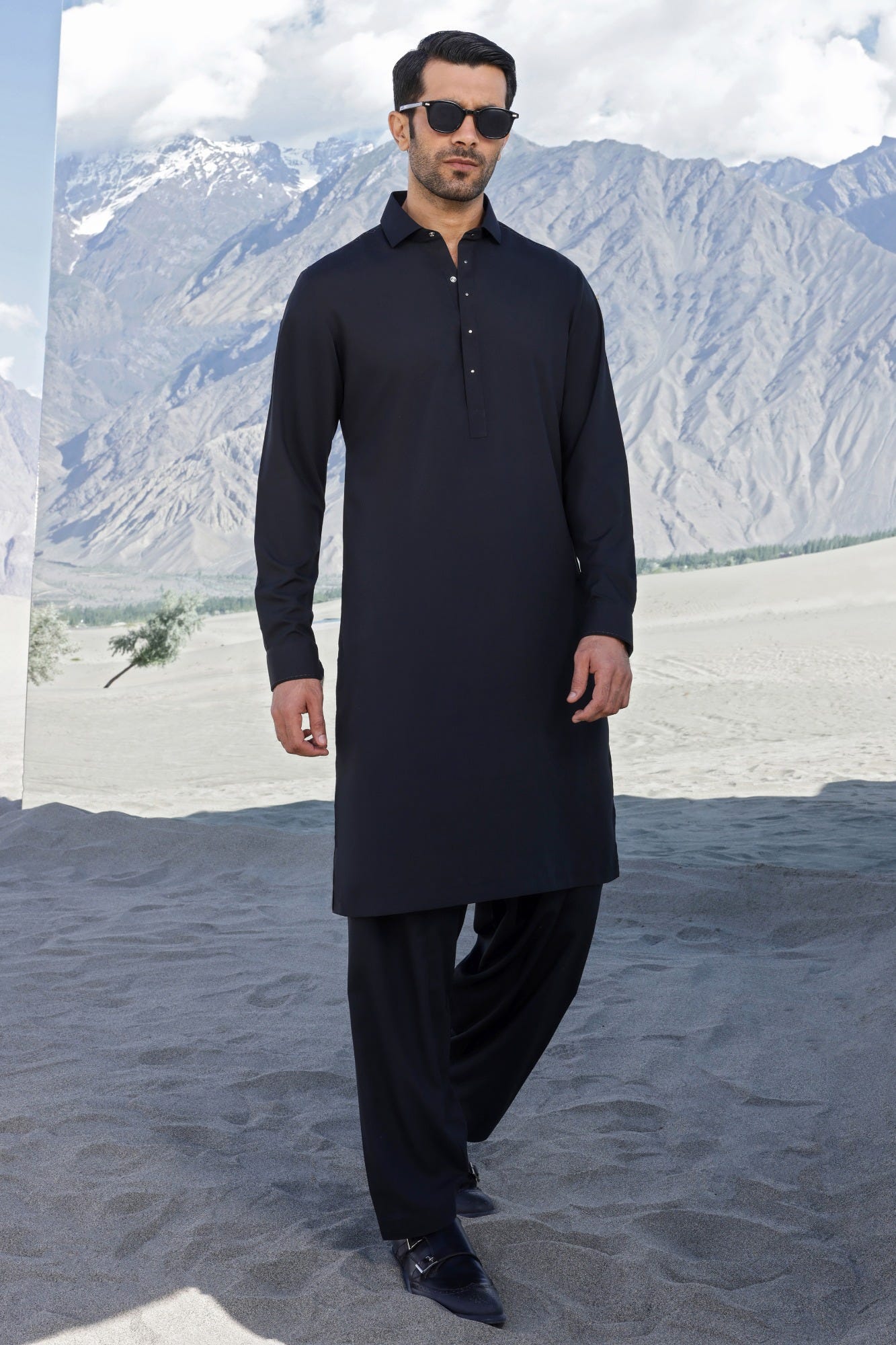 EGYPT - BLACK BLENDED KAMEEZ SHALWAR