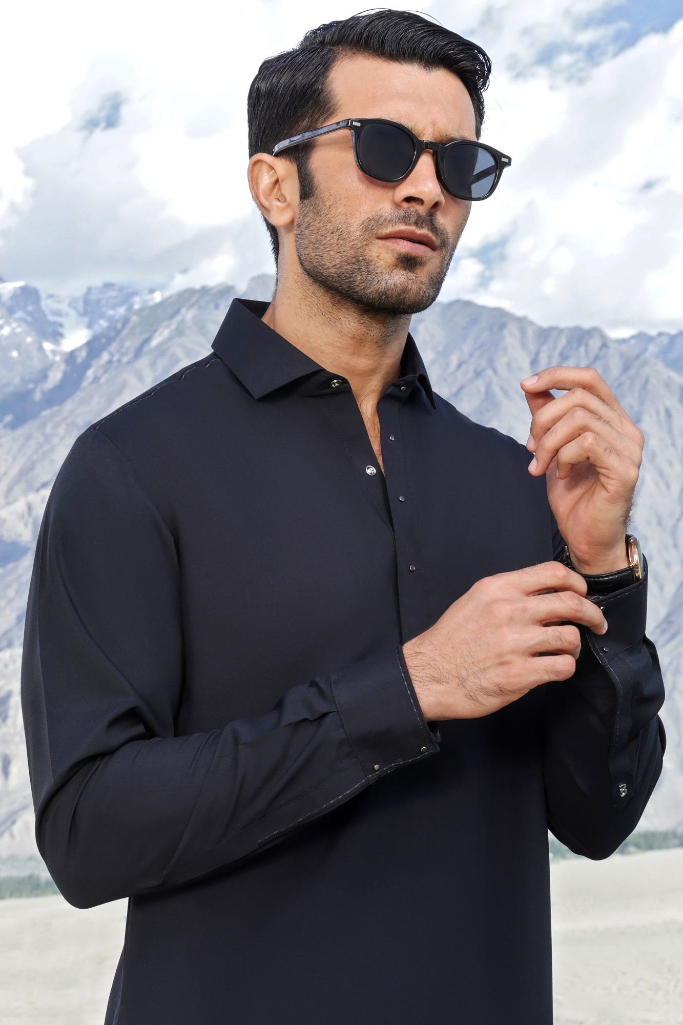 EGYPT - BLACK BLENDED KAMEEZ SHALWAR