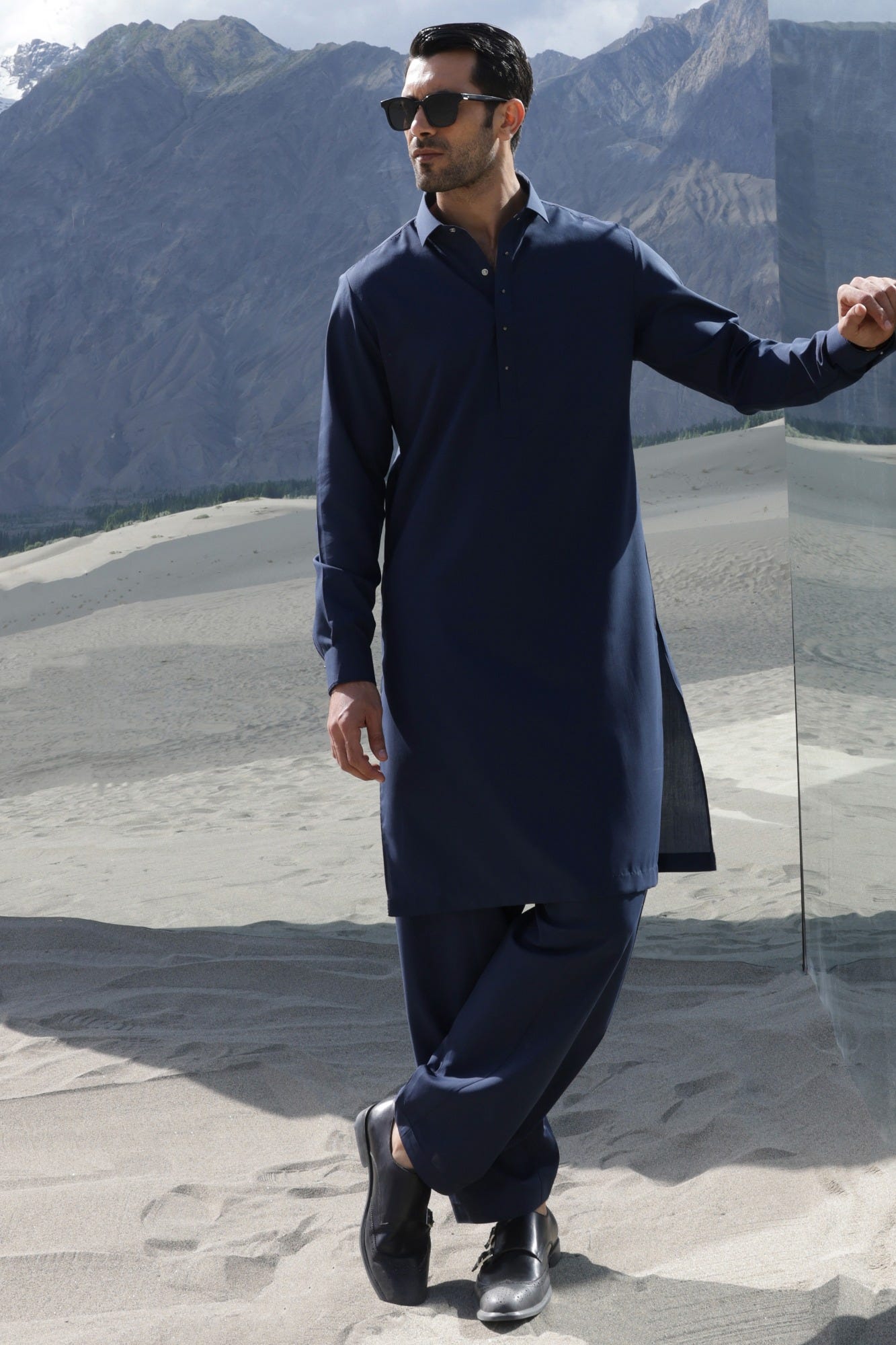 EGYPT - BLUE BLENDED KAMEEZ SHALWAR