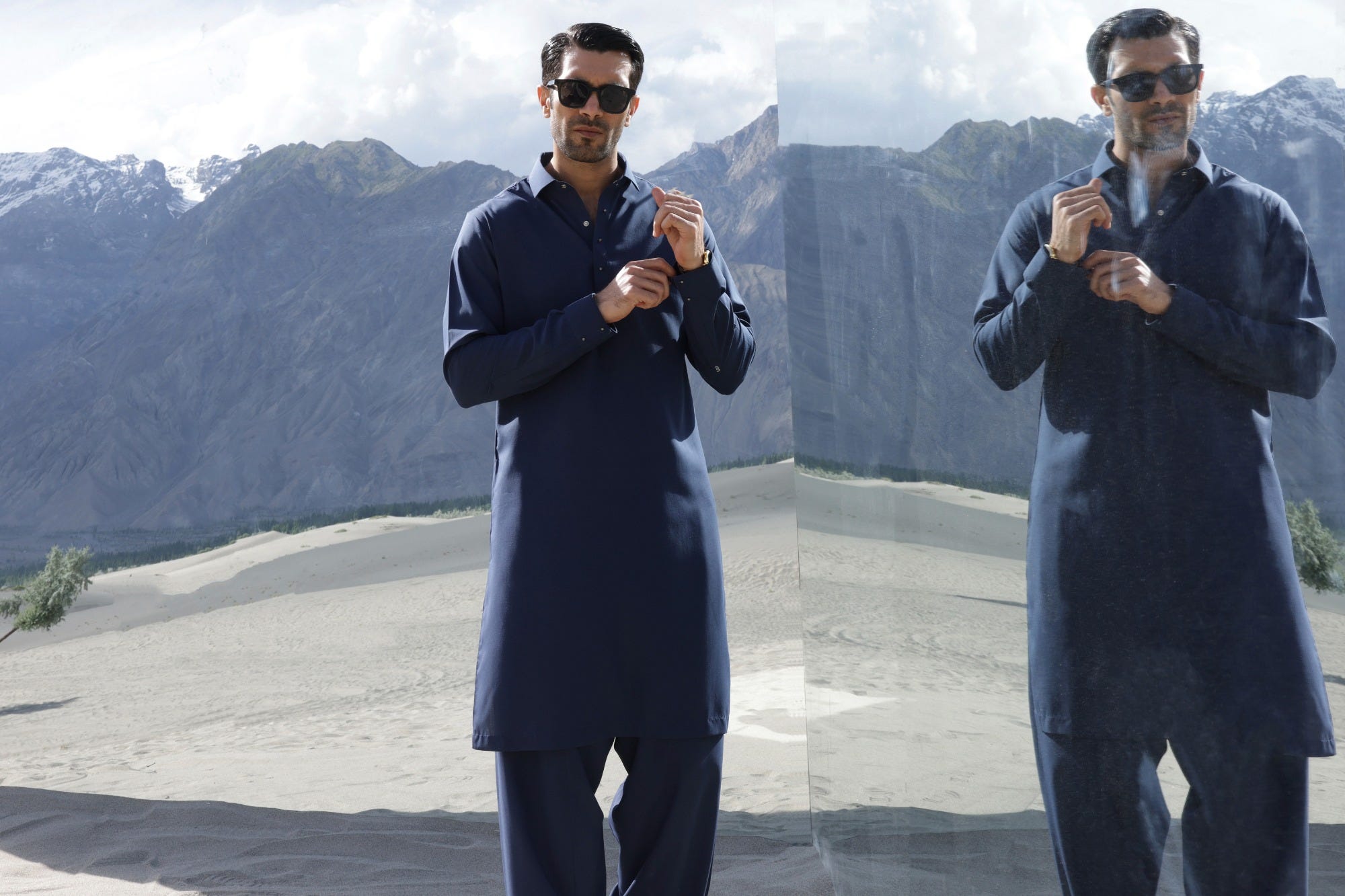 EGYPT - BLUE BLENDED KAMEEZ SHALWAR