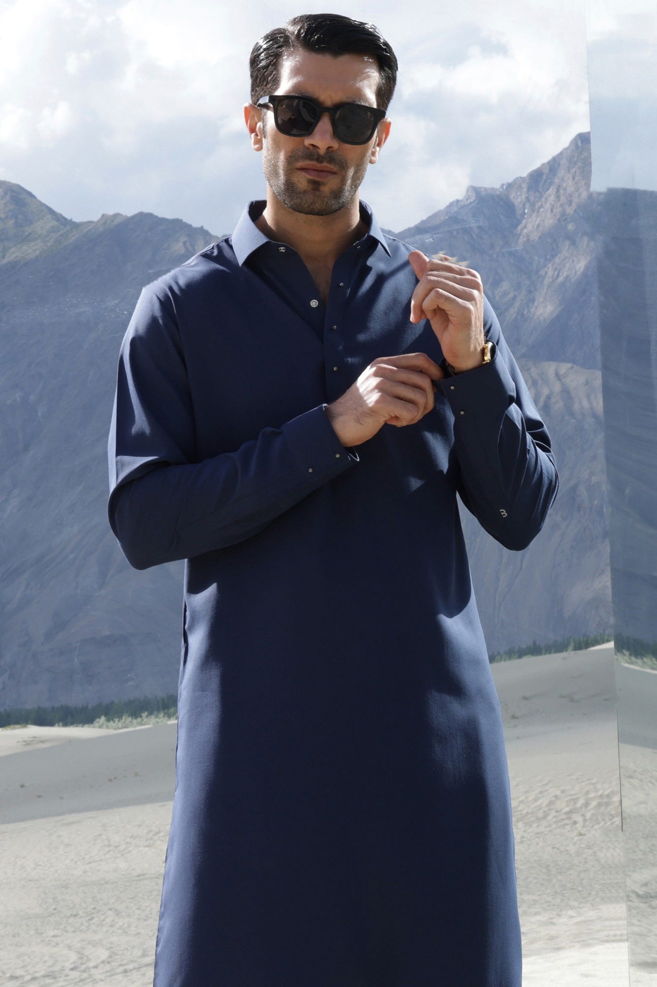EGYPT - BLUE BLENDED KAMEEZ SHALWAR
