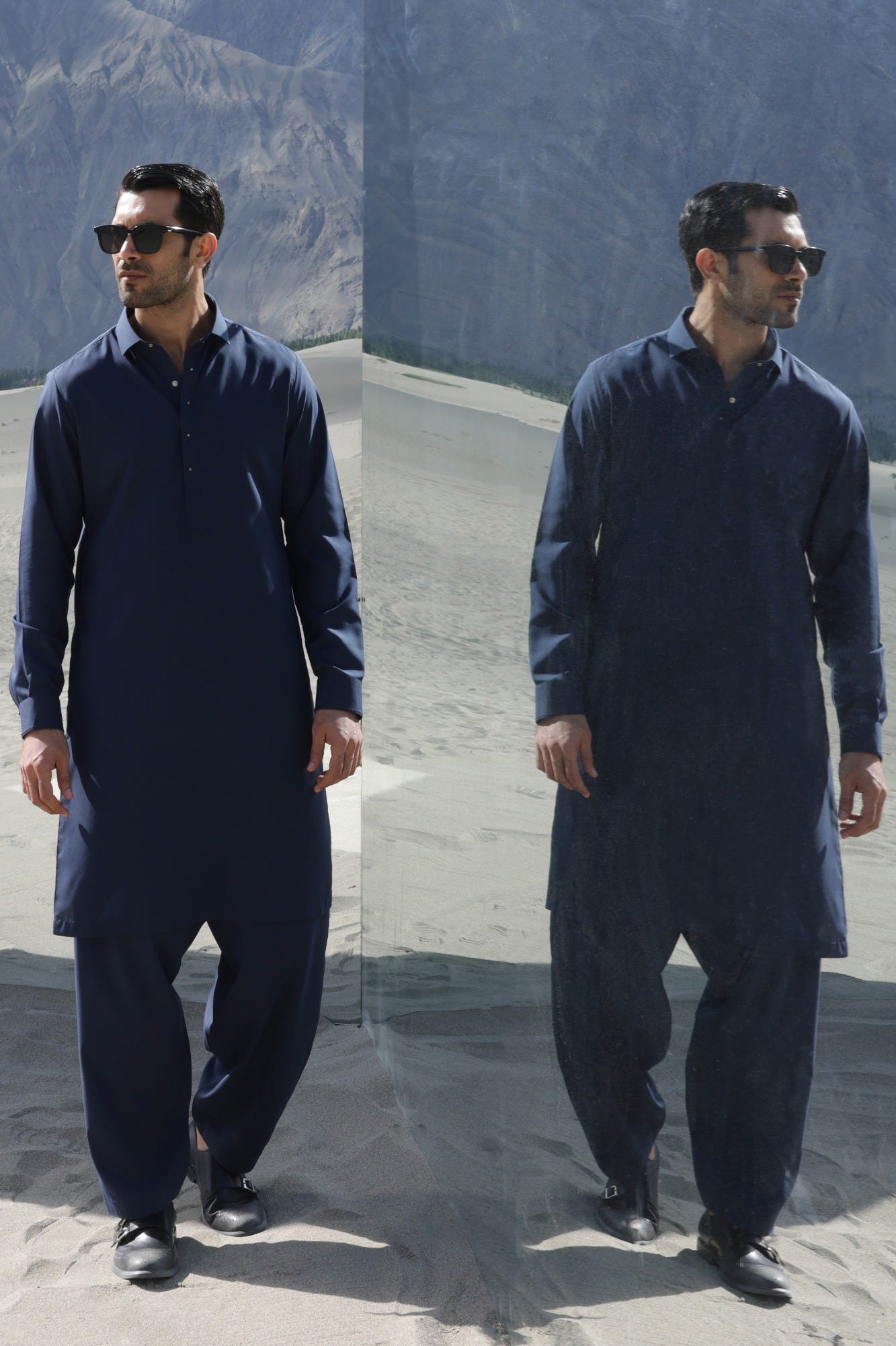 EGYPT - BLUE BLENDED KAMEEZ SHALWAR