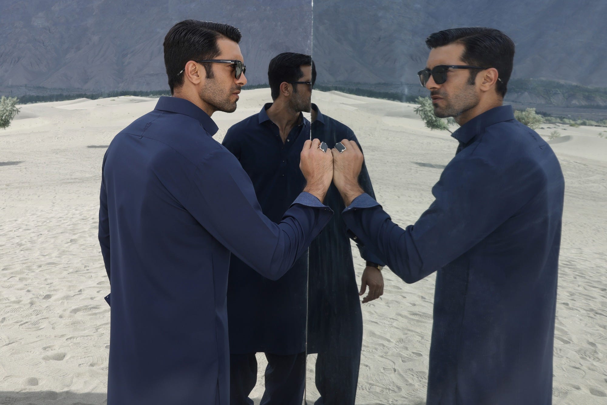 EGYPT - BLUE BLENDED KAMEEZ SHALWAR