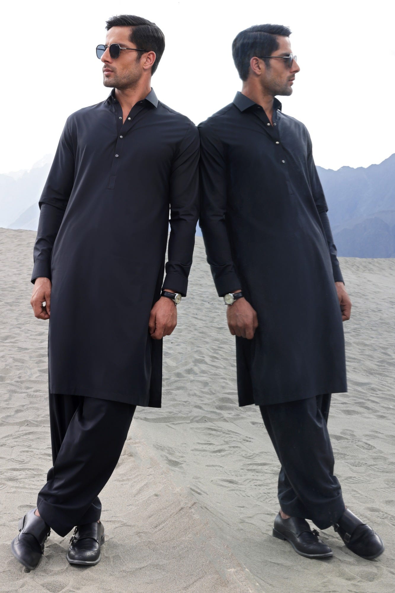 EGYPT - CHARCOAL BLENDED KAMEEZ SHALWAR