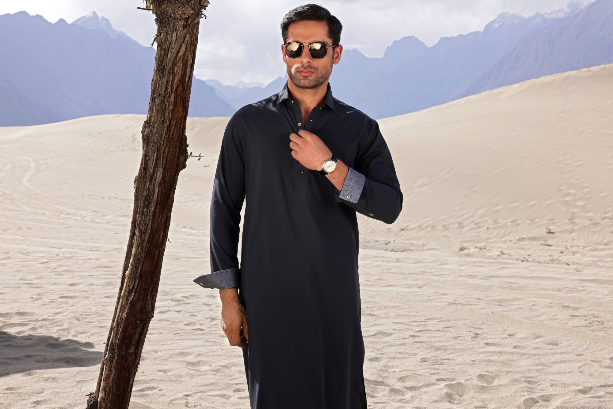 EGYPT - CHARCOAL BLENDED KAMEEZ SHALWAR