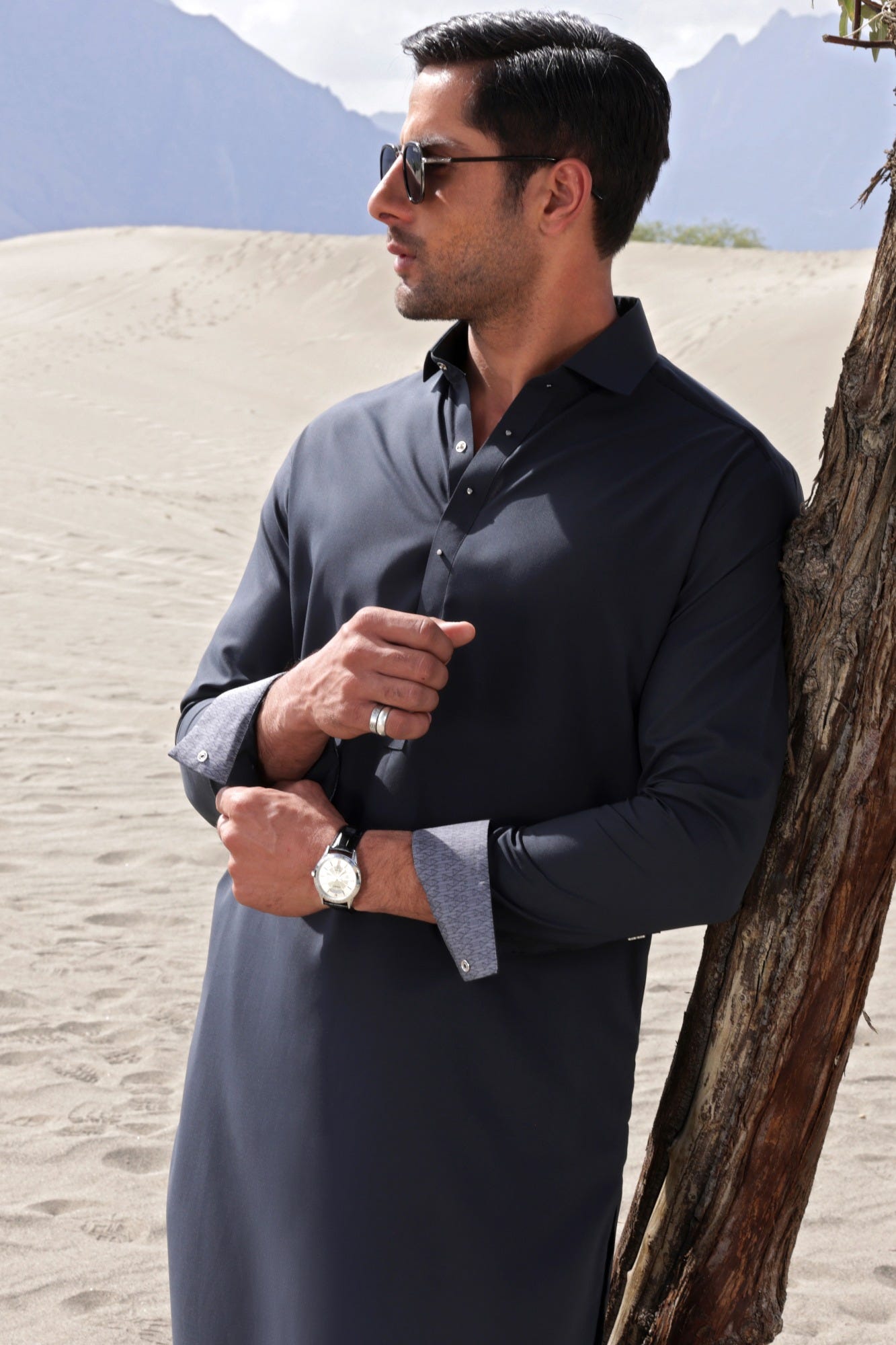 EGYPT - CHARCOAL BLENDED KAMEEZ SHALWAR