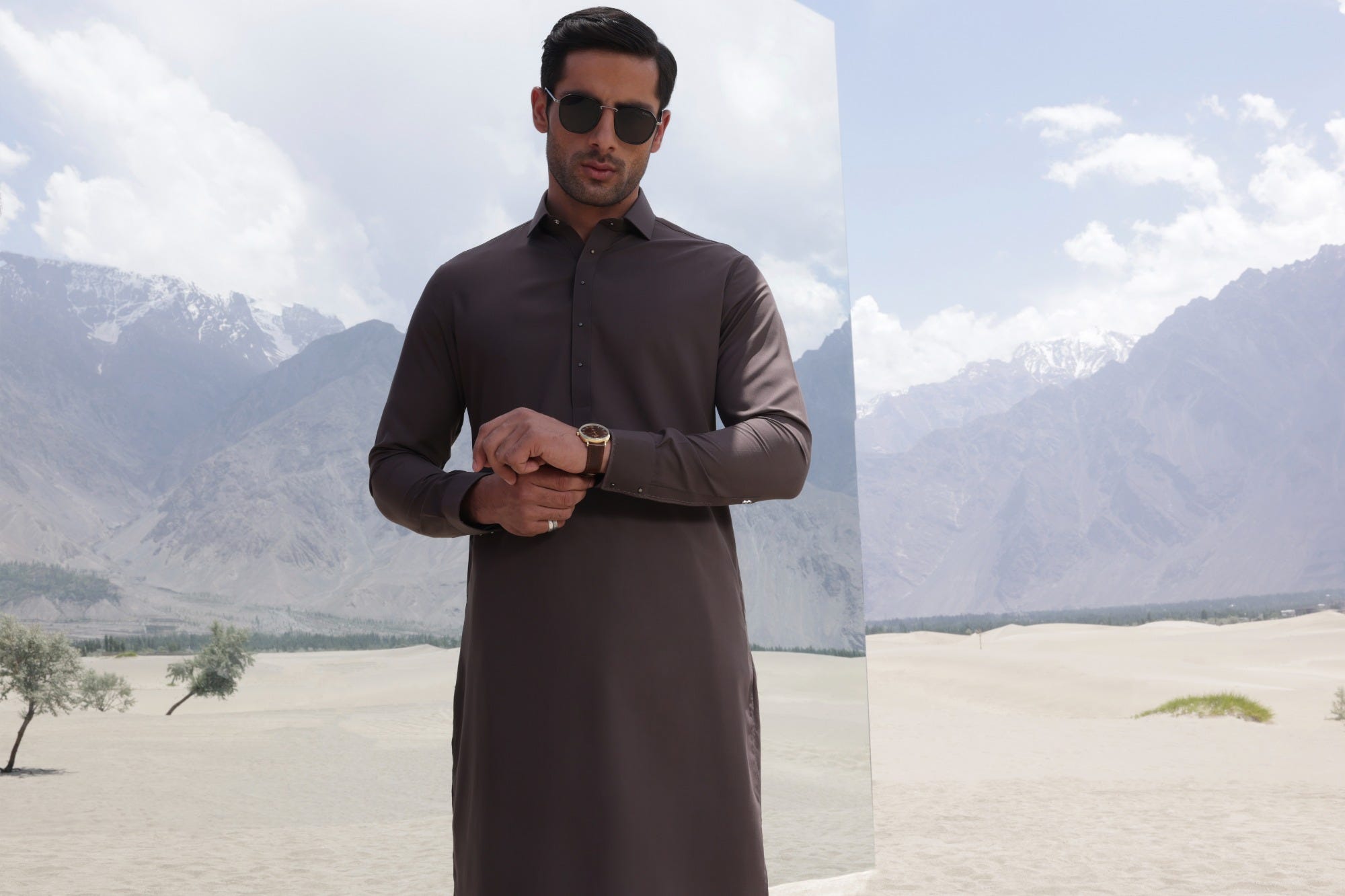 EGYPT - BROWN BLENDED KAMEEZ SHALWAR