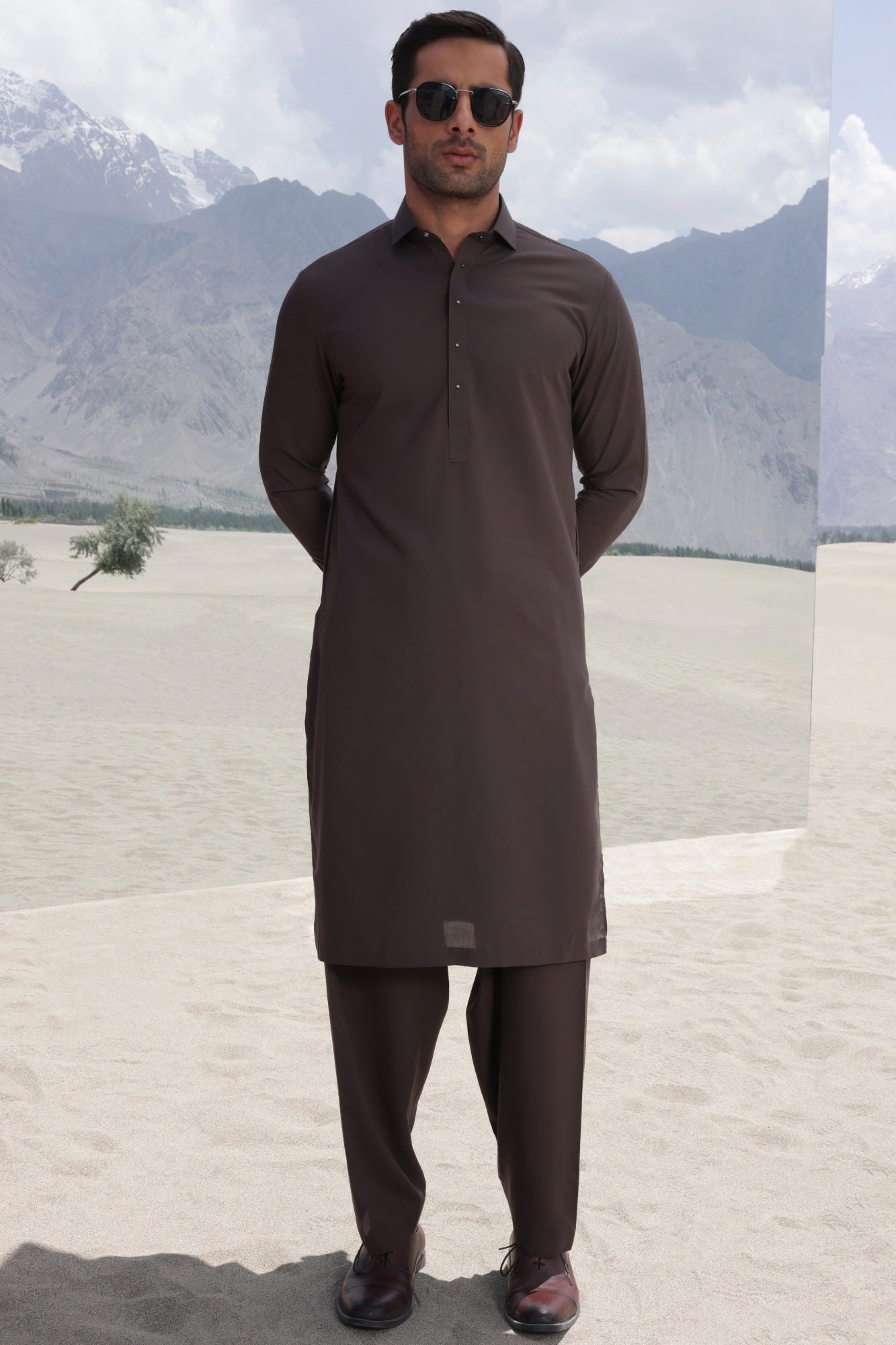 EGYPT - BROWN BLENDED KAMEEZ SHALWAR