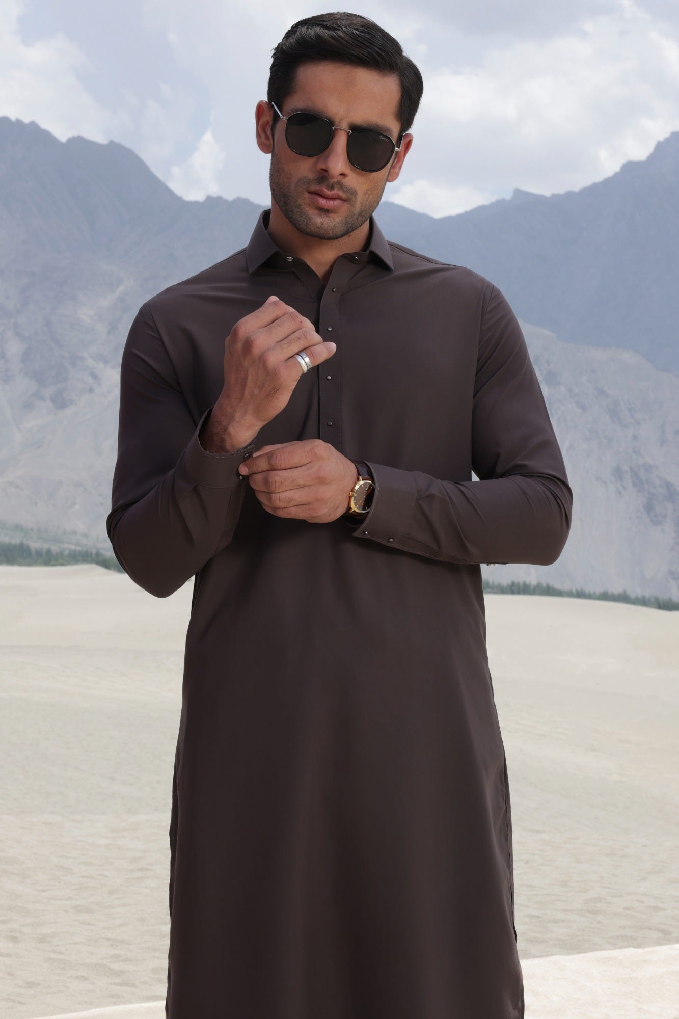 EGYPT - BROWN BLENDED KAMEEZ SHALWAR