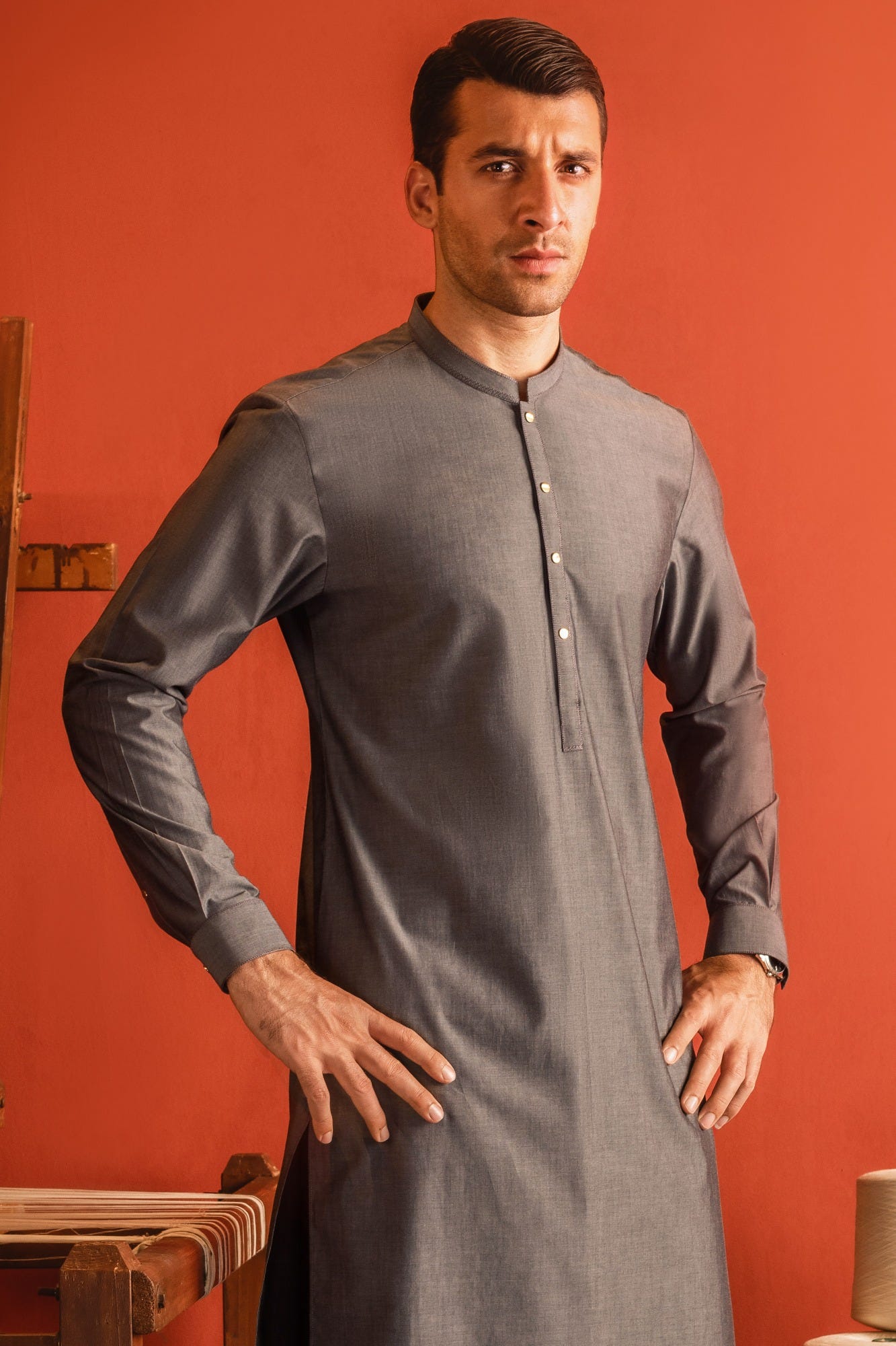 FINLAND - DARK GREY COTTON KURTA TROUSER