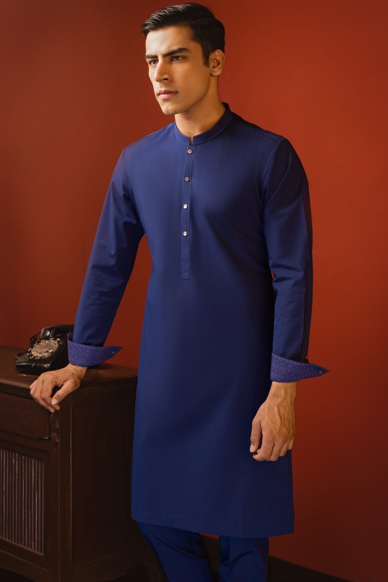 FINLAND - NAVY BLUE COTTON KURTA TROUSER