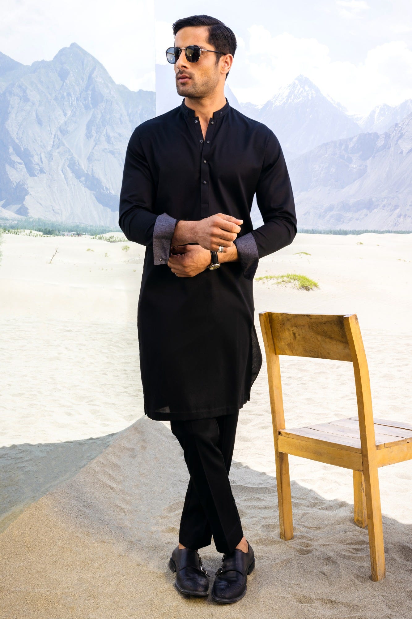 GREECE - BLACK COTTON KURTA TROUSER