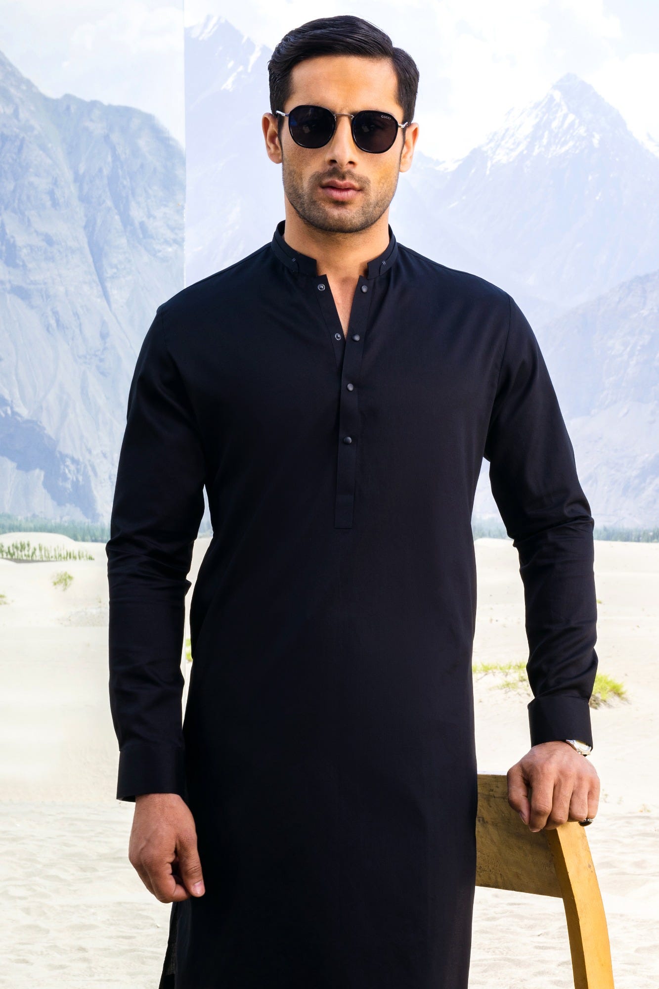 GREECE - BLACK COTTON KURTA TROUSER