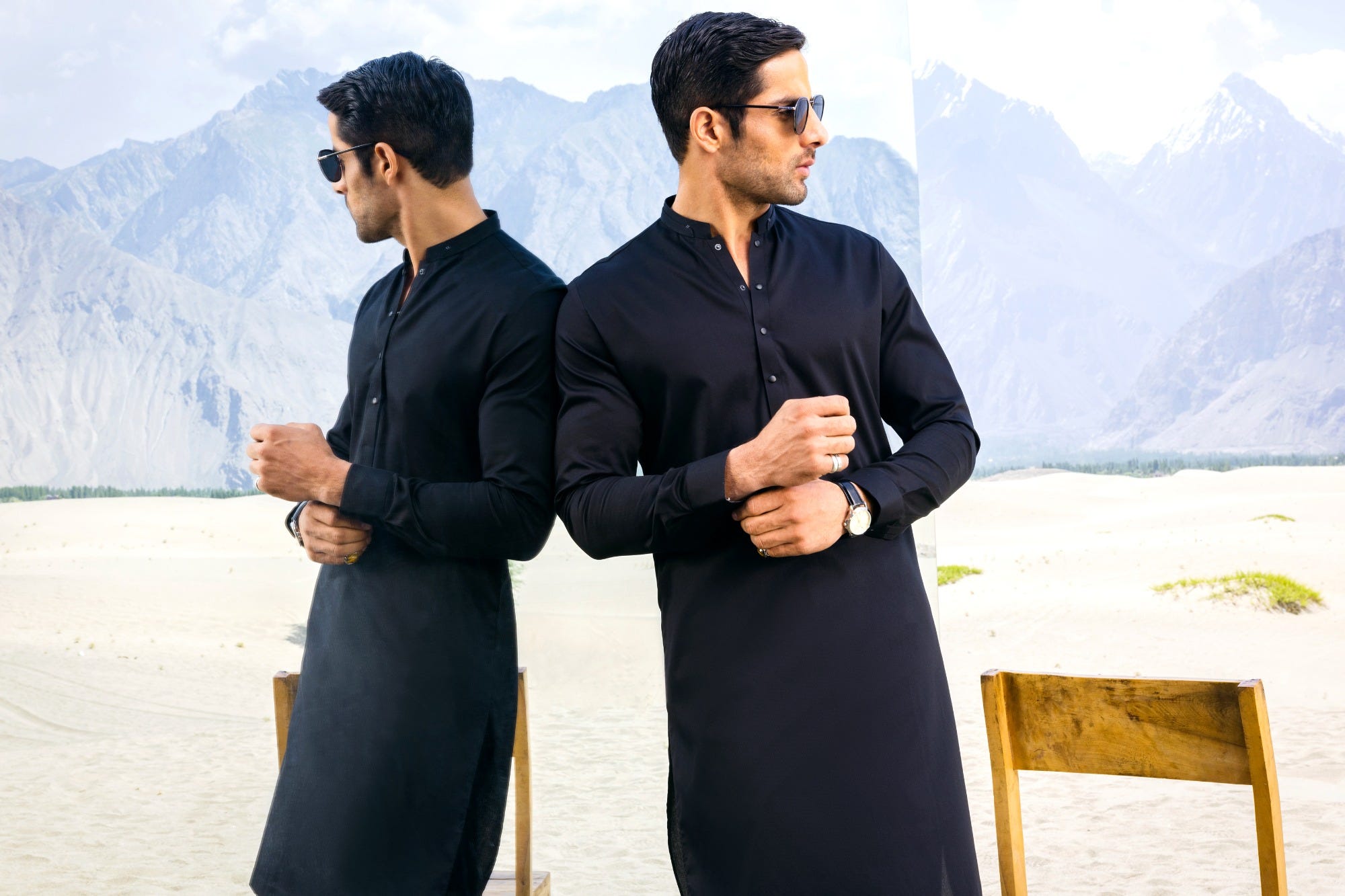 GREECE - BLACK COTTON KURTA TROUSER