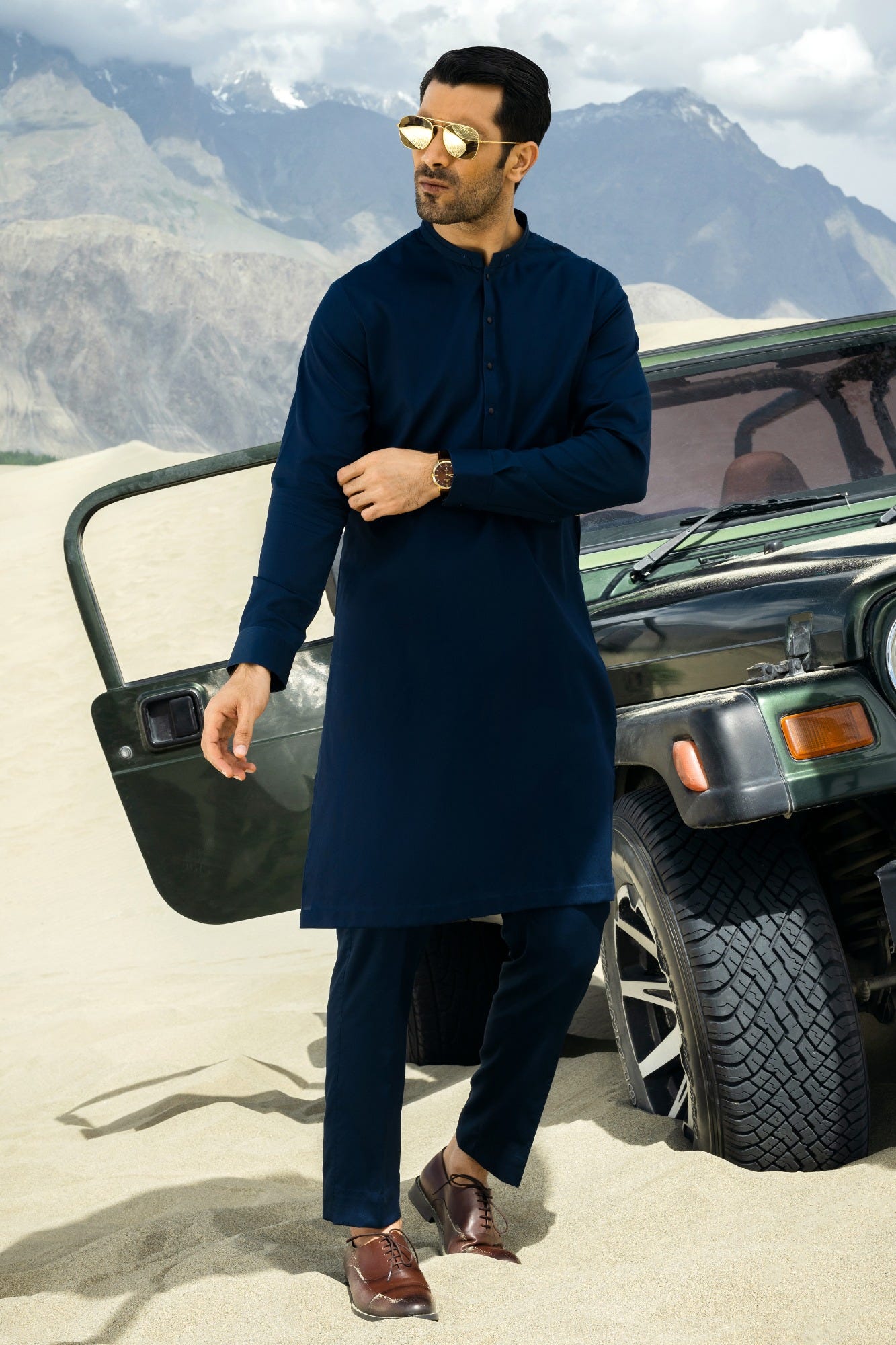 GREECE - NAVY BLUE COTTON KURTA TROUSER